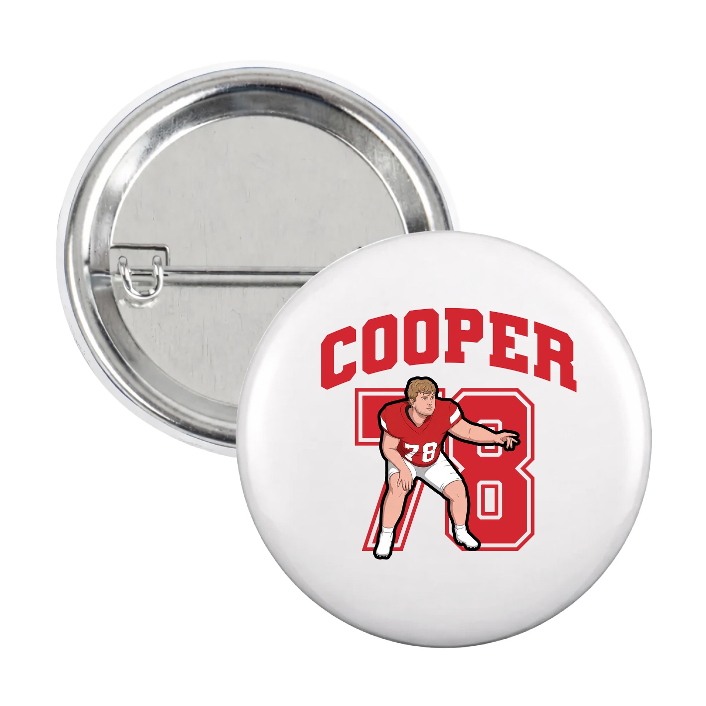 Game Day Button — Number in White