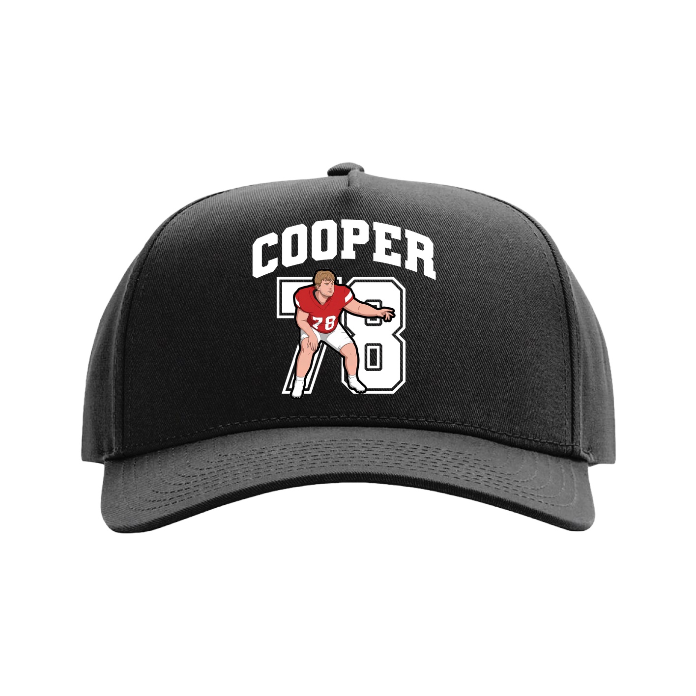 Full Fabric Five-Panel Champ Cap — Number in Black