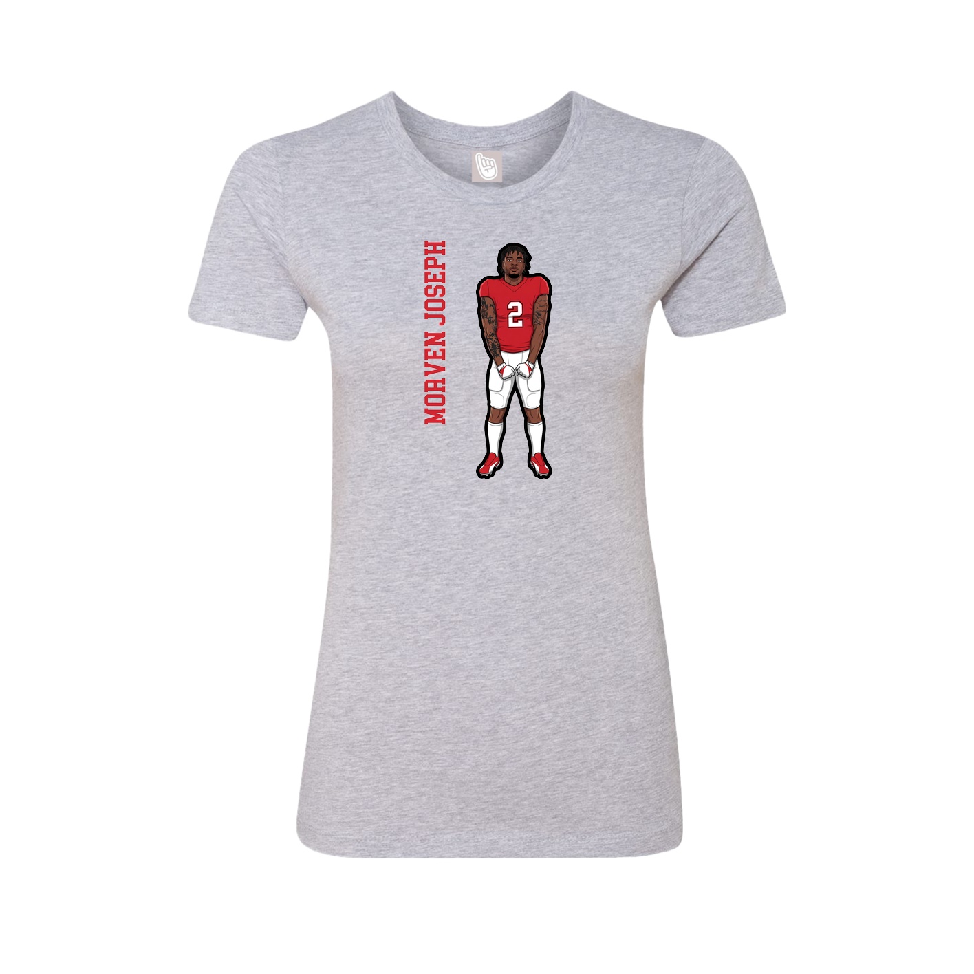 Fitted Women's Tee — Name Vertical in Grey
