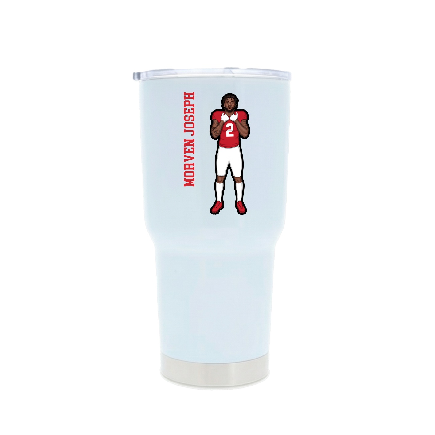 30oz Stainless Steel Tumbler — Name Vertical in White
