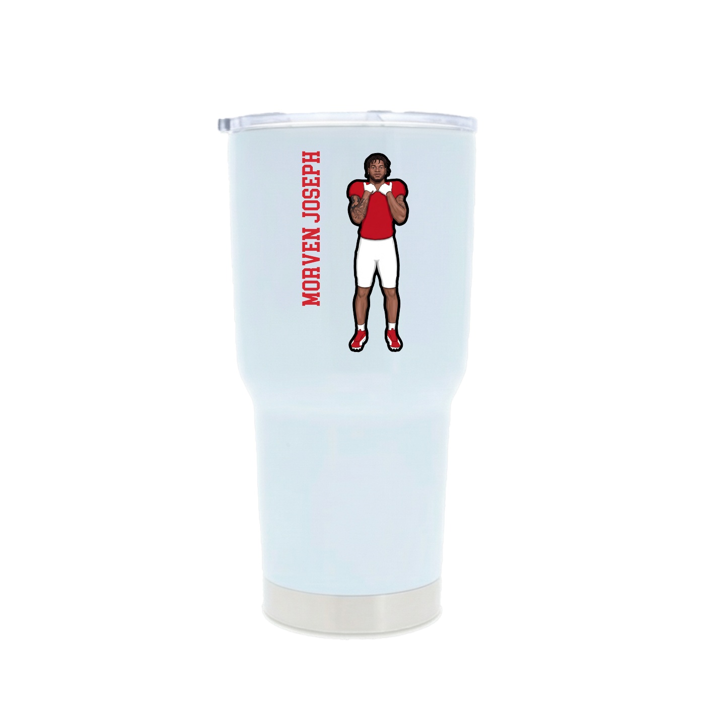 30oz Stainless Steel Tumbler — Name Vertical in White