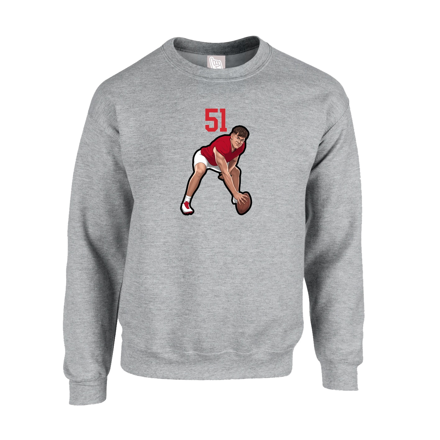 Fleece Crew — Number Top in Grey