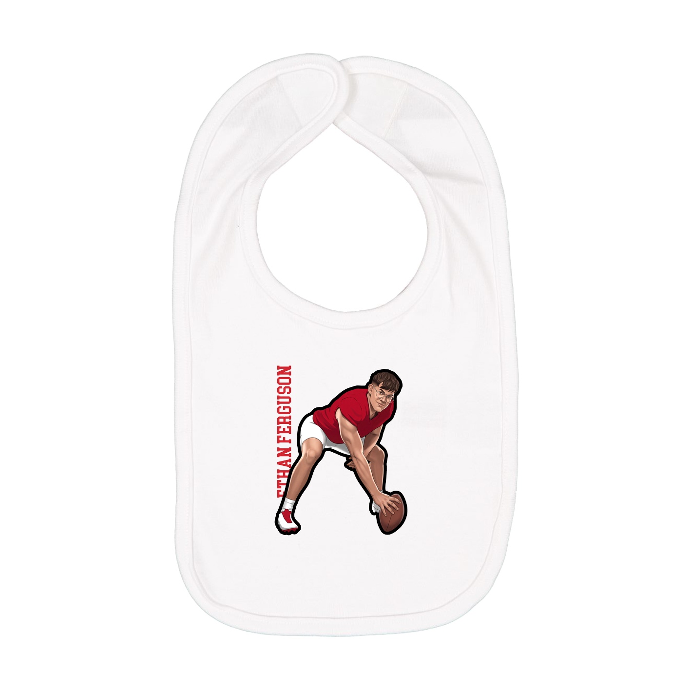 Infant Bib — Name Vertical in White