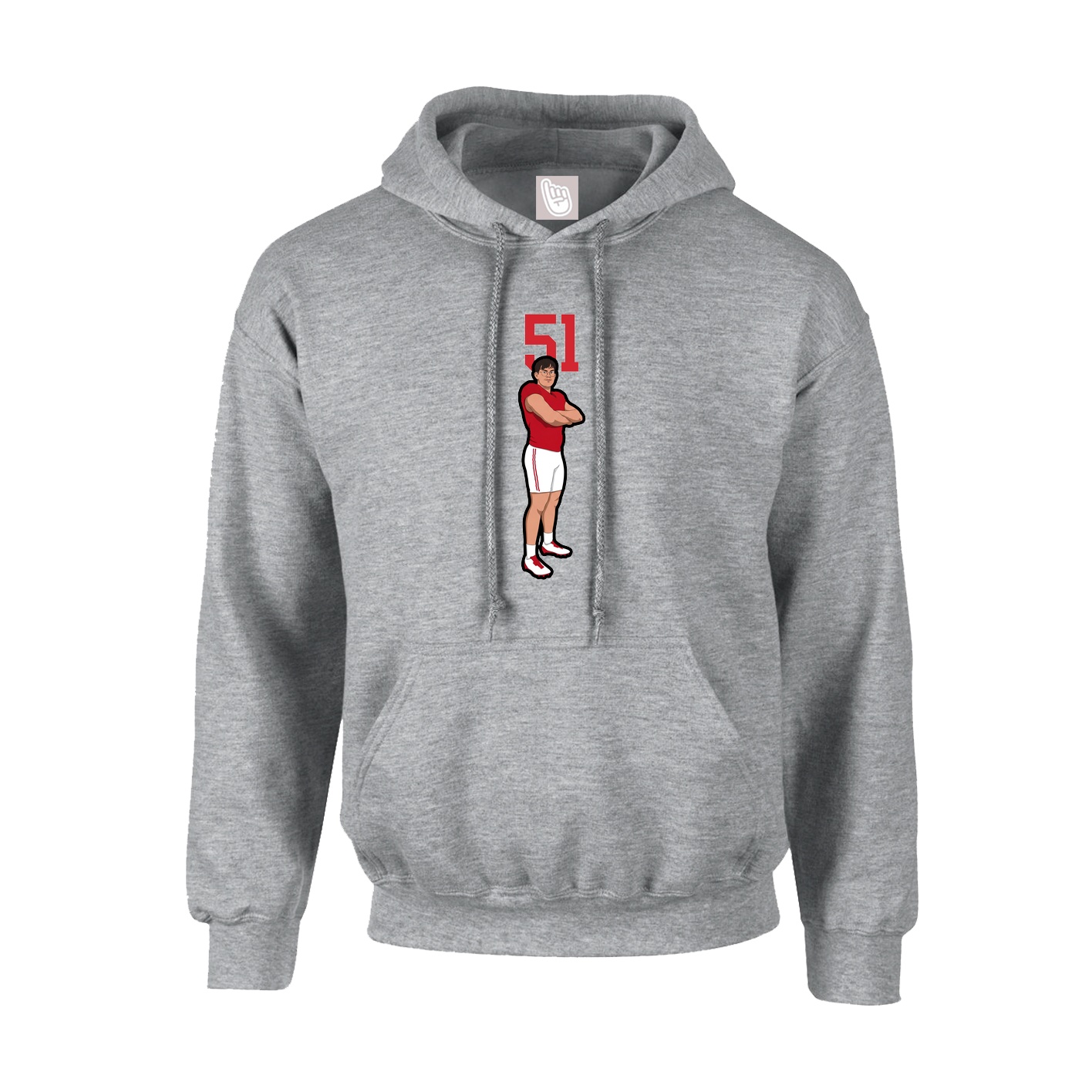 Hoodie — Number Top in Grey