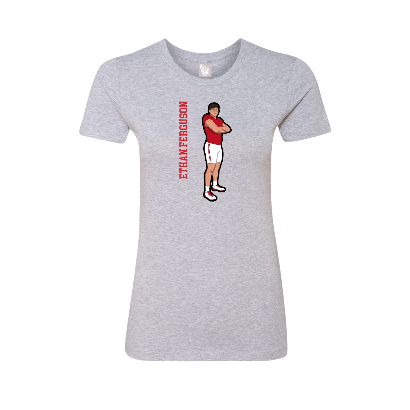 Fitted Women's Tee — Name Vertical in Grey
