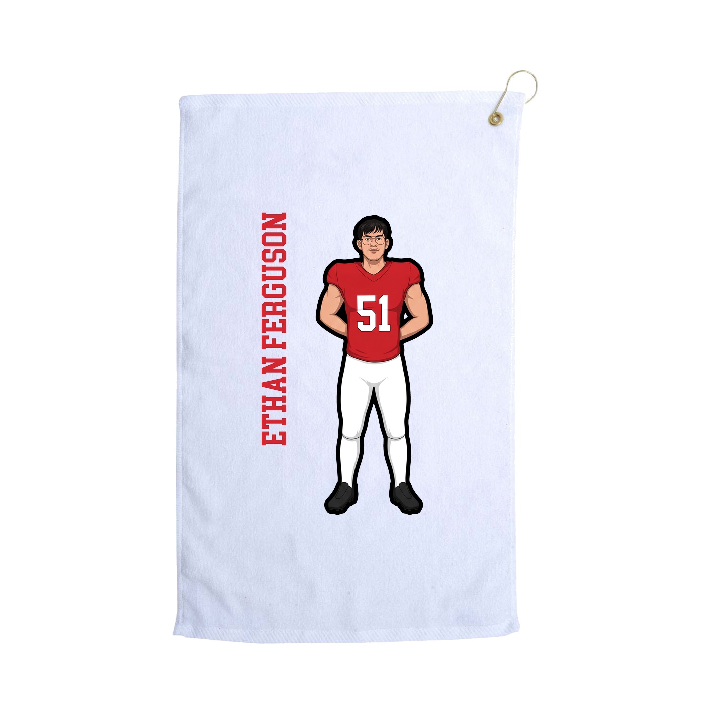 Golf Towel — Name Vertical in White