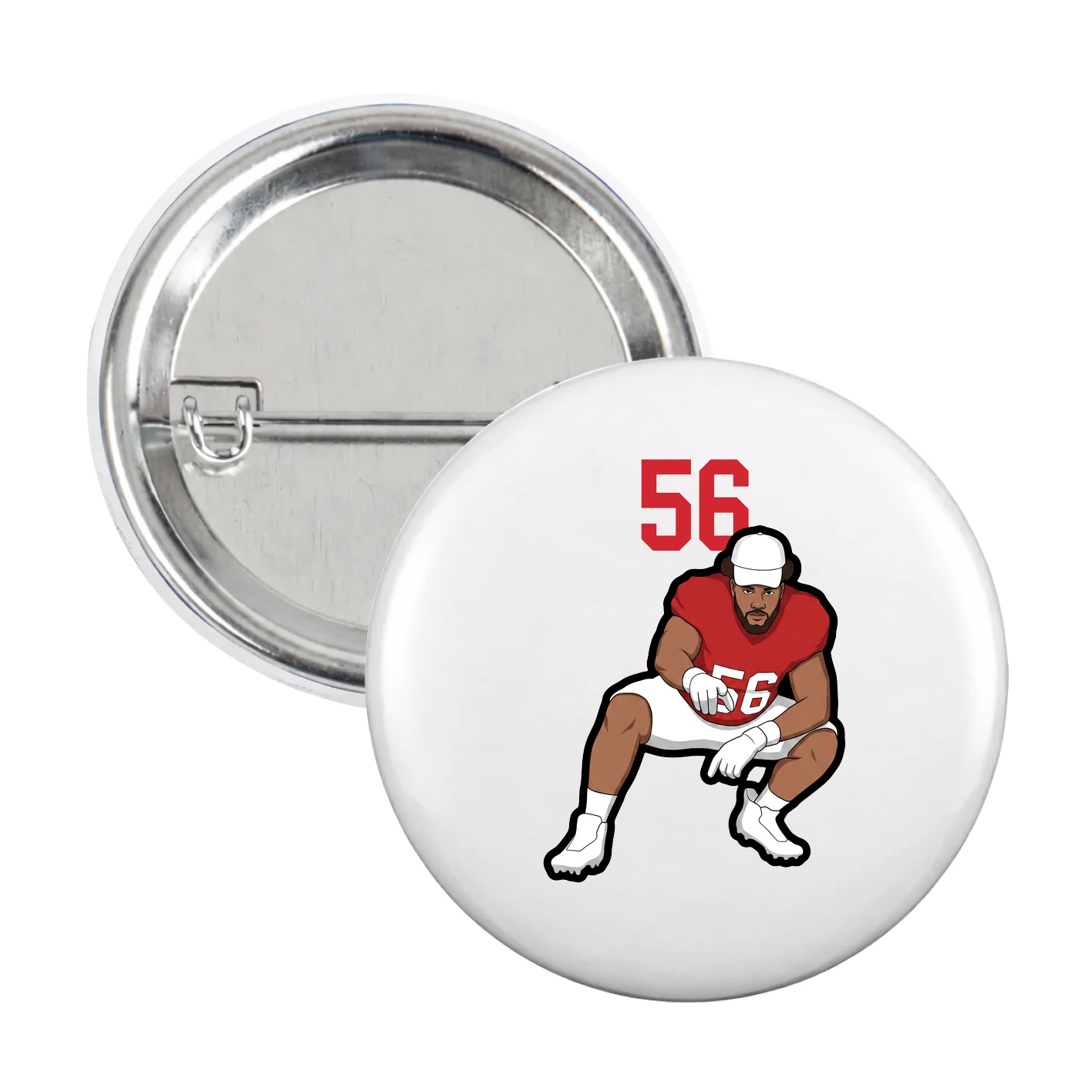 Game Day Button — Number Top in White