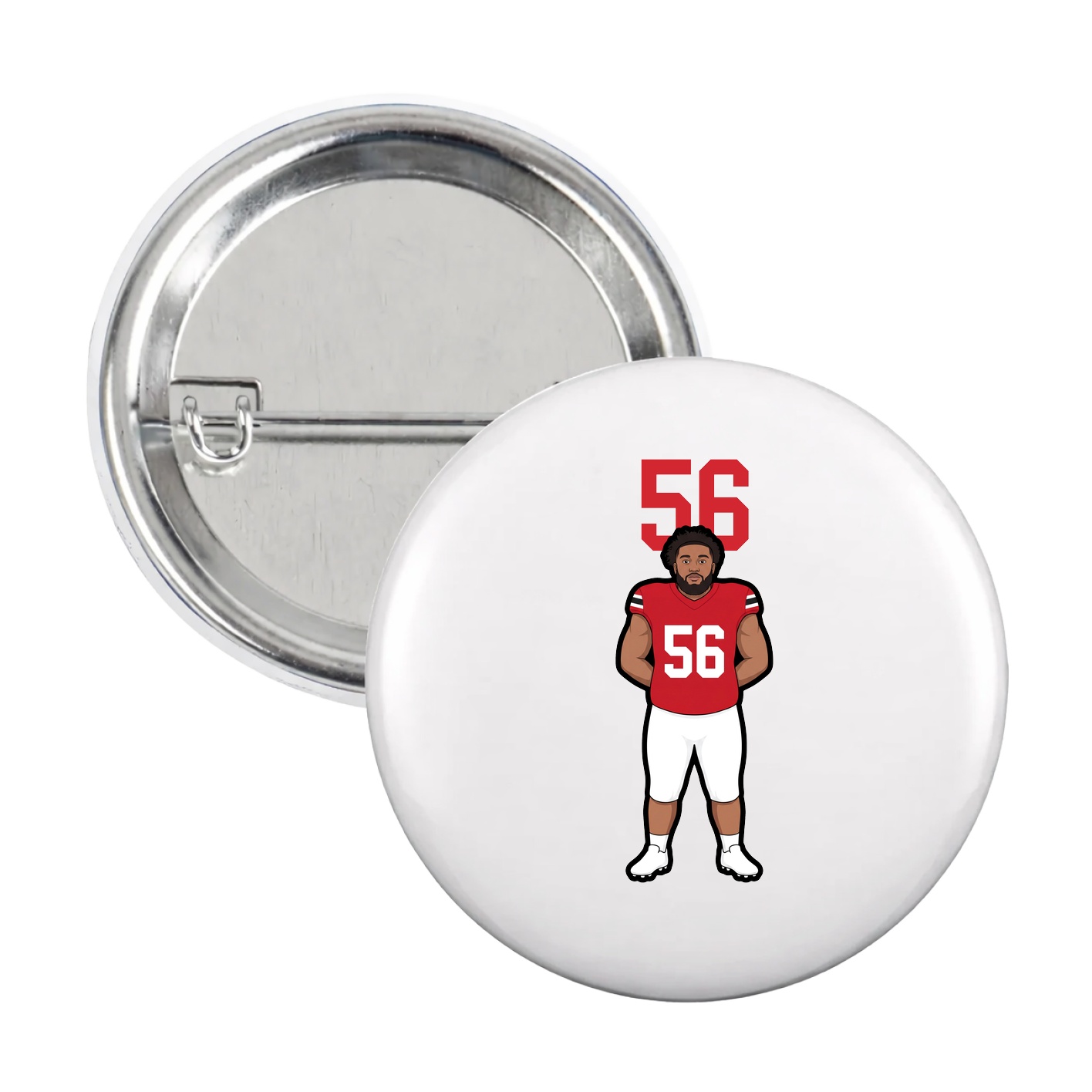 Game Day Button — Number Top in White