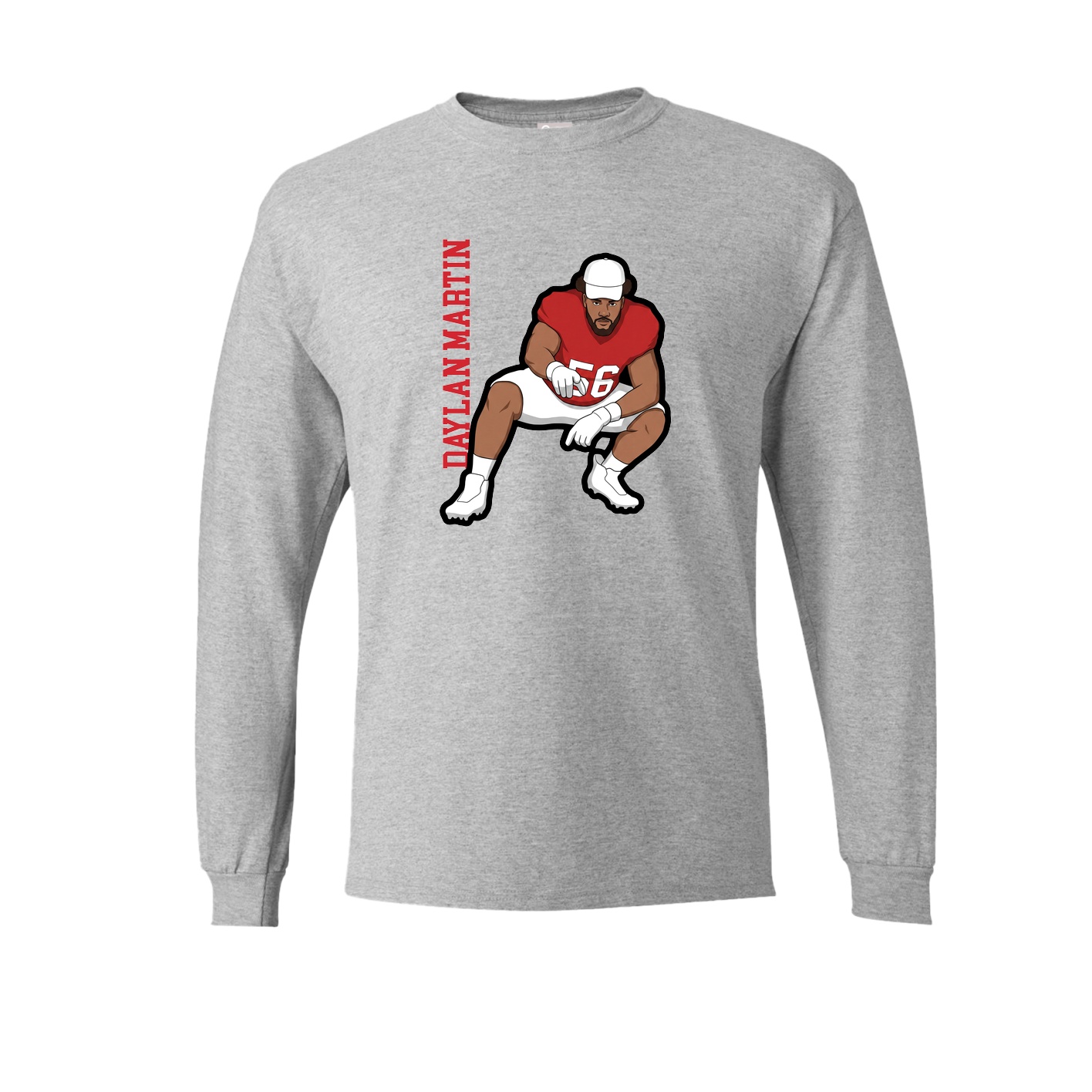 Long Sleeve Tee — Name Vertical in Grey