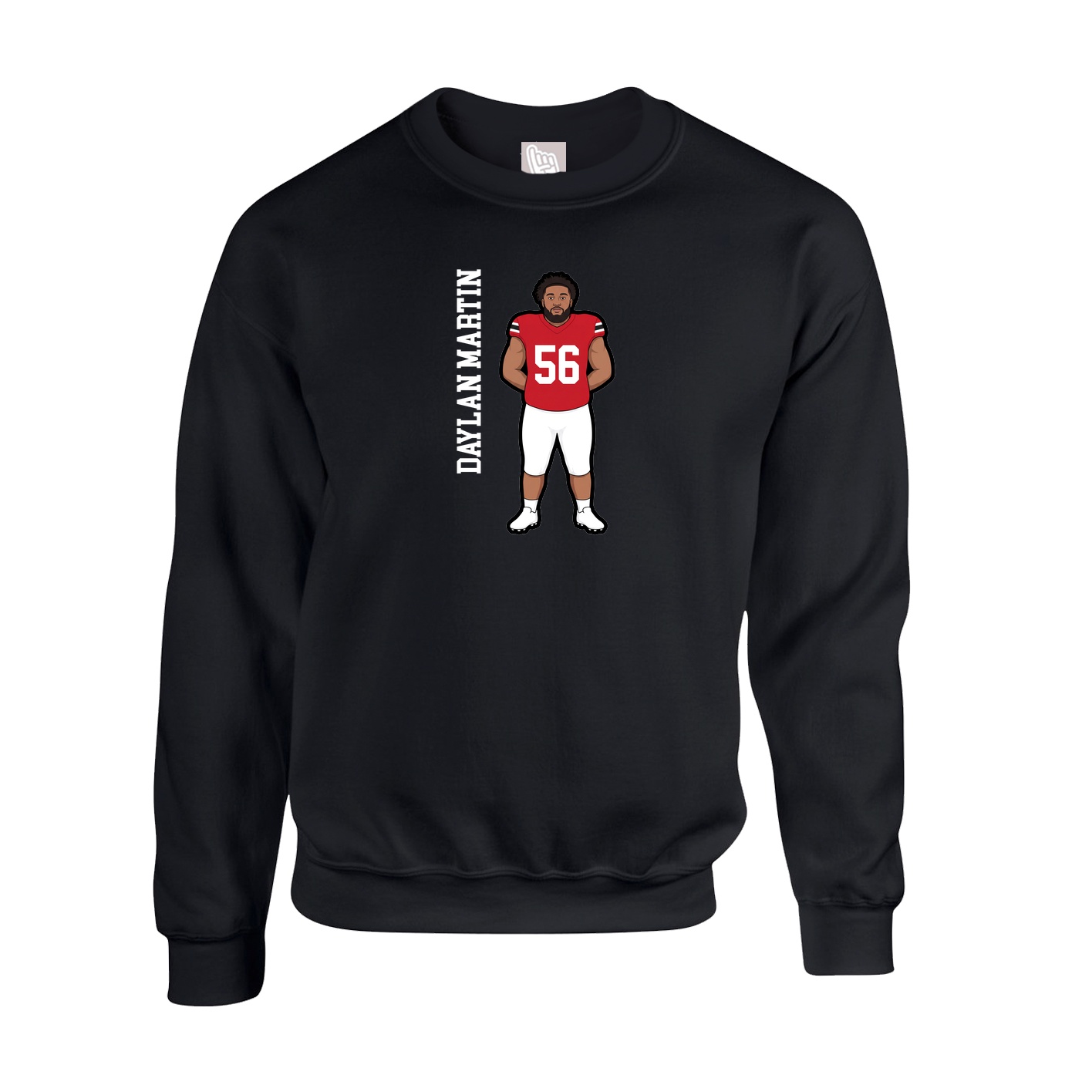 Fleece Crew — Name Vertical in Black