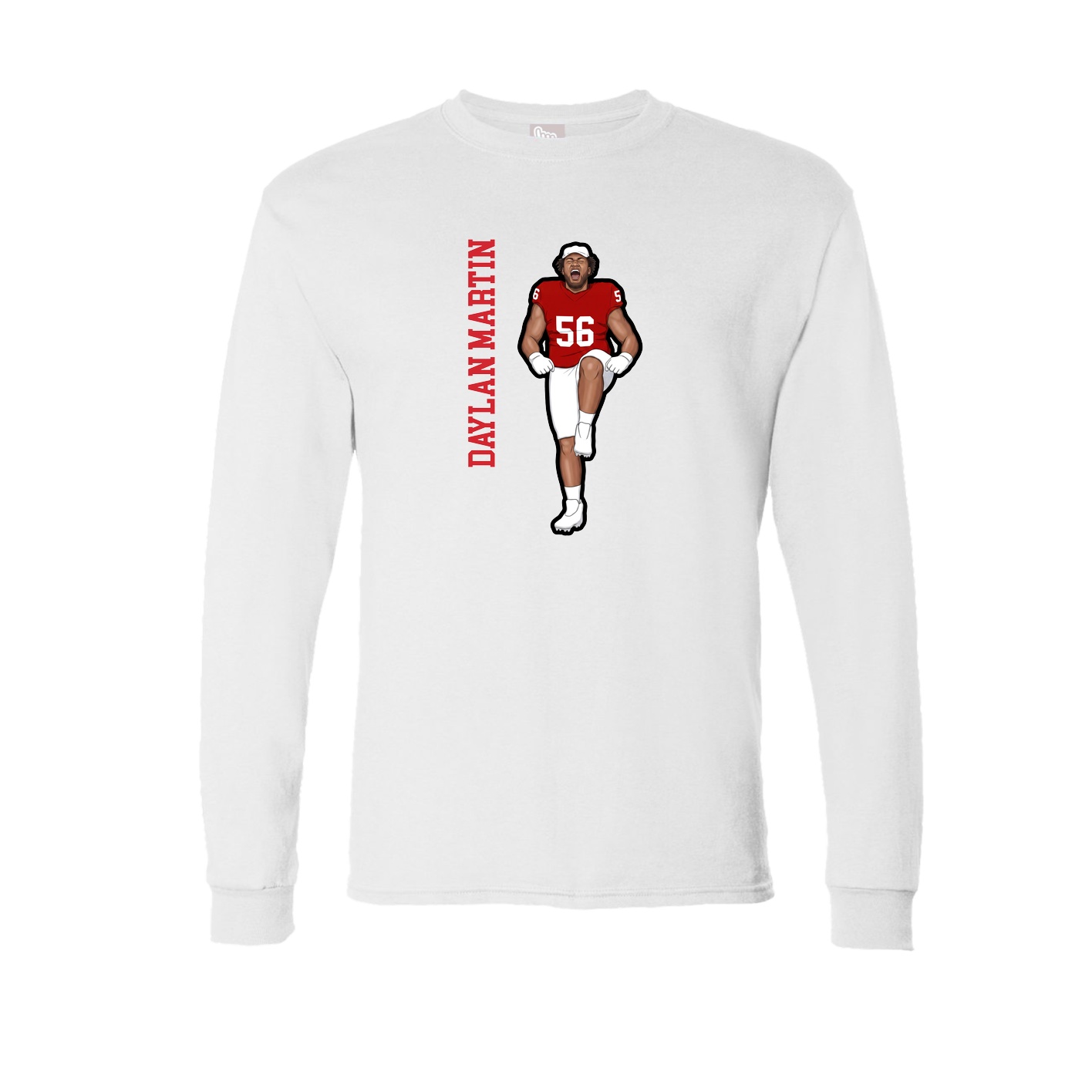 Long Sleeve Tee — Name Vertical in White