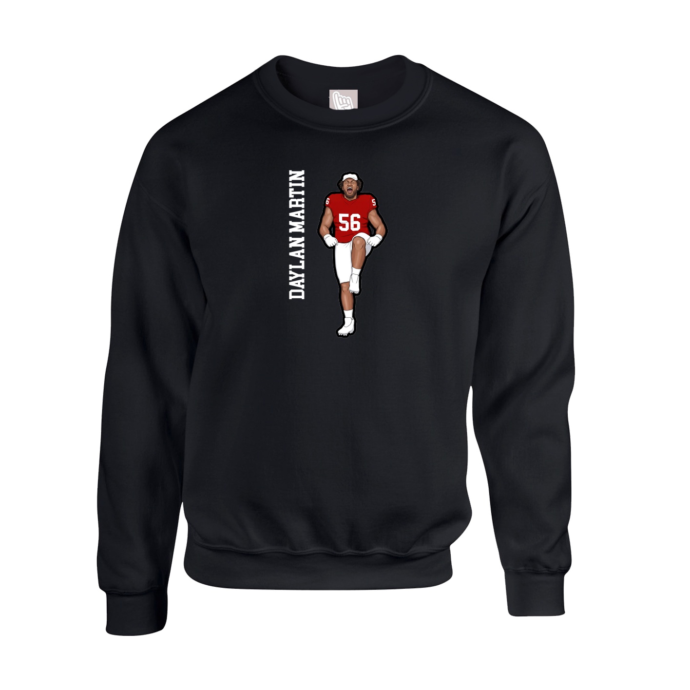 Fleece Crew — Name Vertical in Black