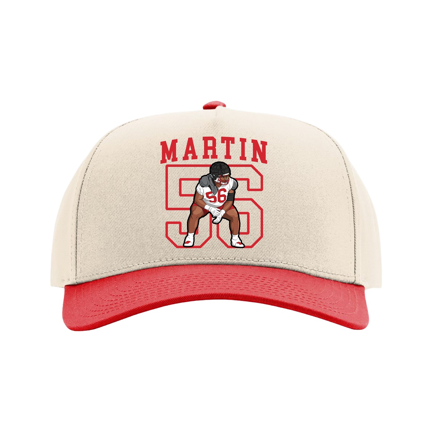 Full Fabric Five-Panel Champ Cap — Shirsey in Cream/Red