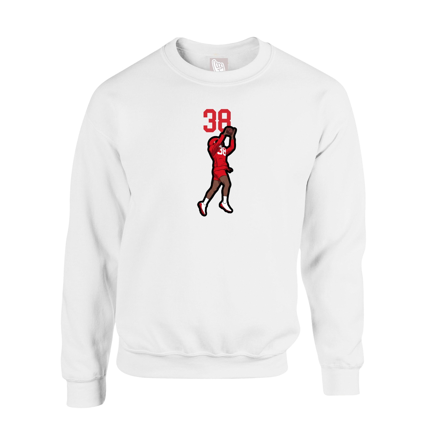 Fleece Crew — Number Top in White