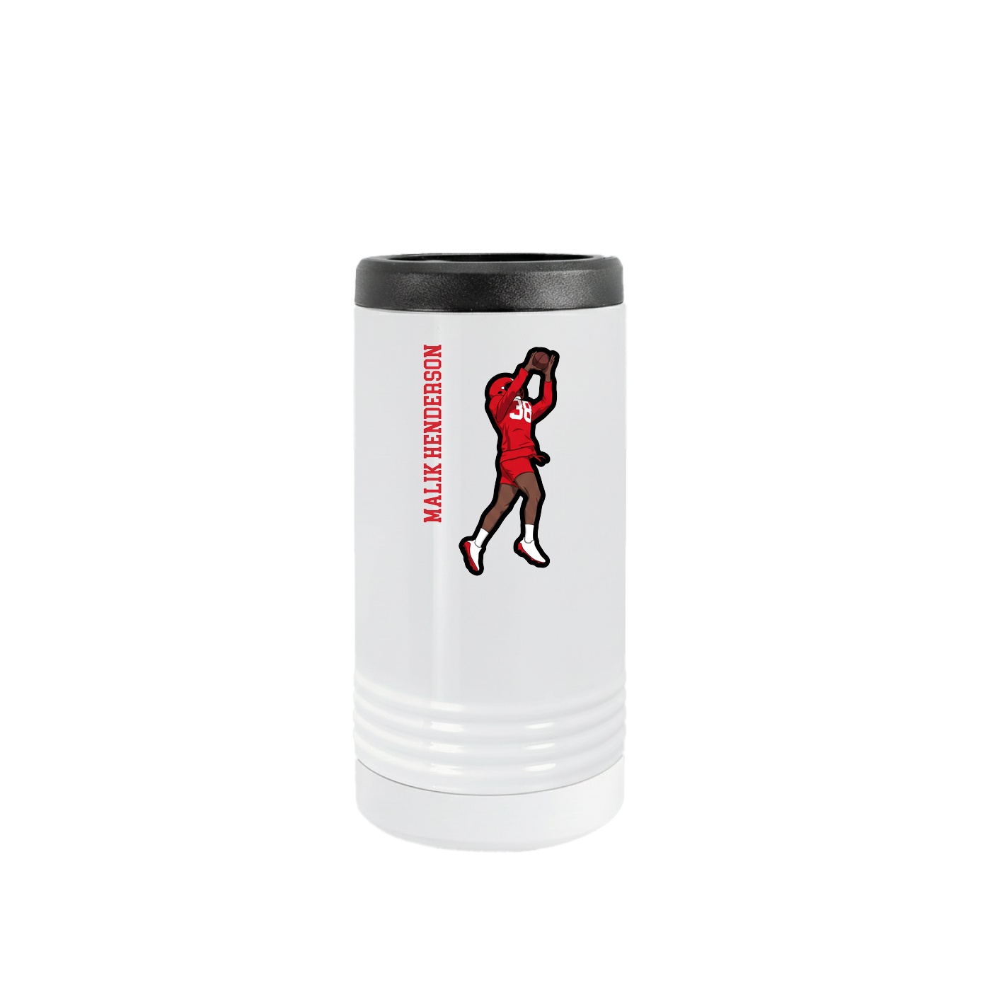Slim Beverage Holder — Name Vertical in White