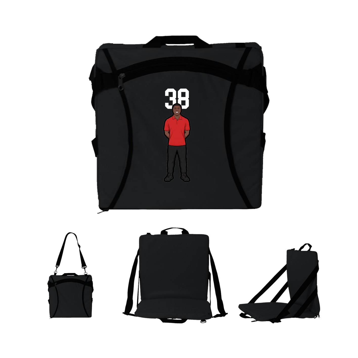 Folding Stadium Seat — Number Top in Black