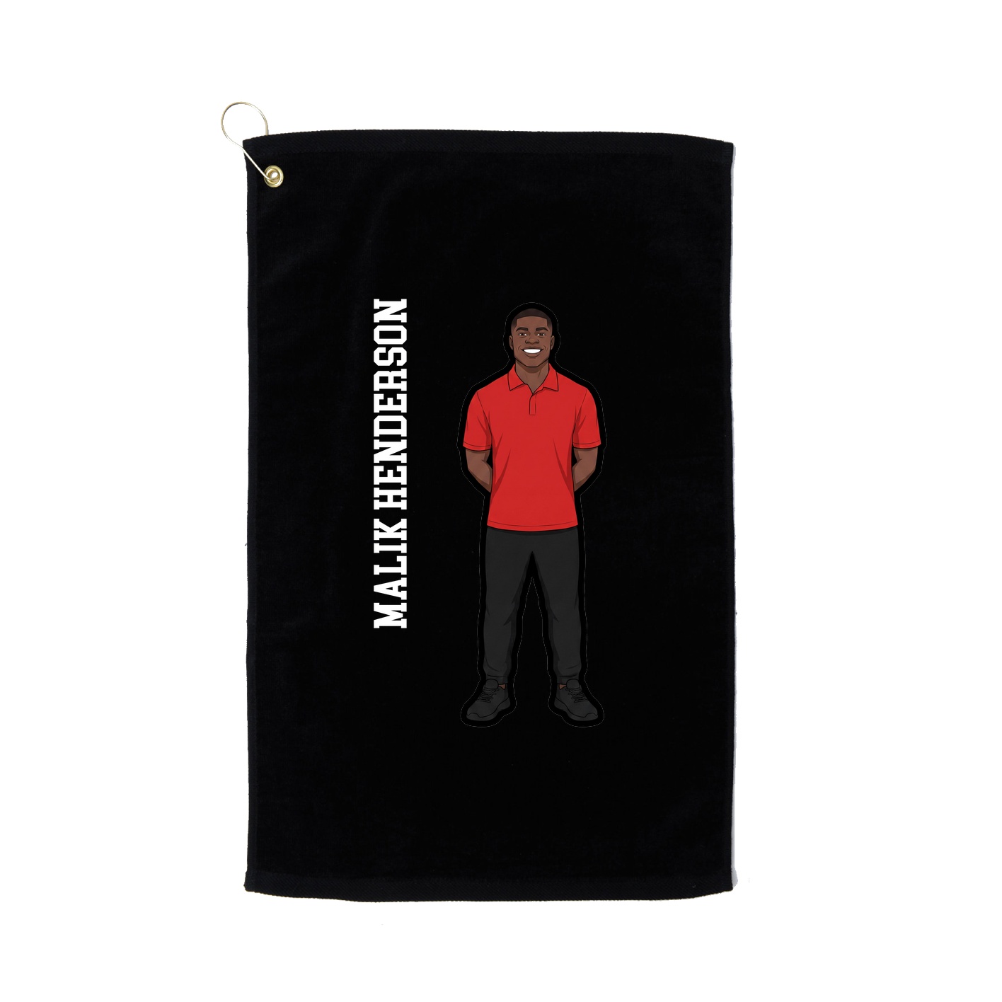 Golf Towel — Name Vertical in Black