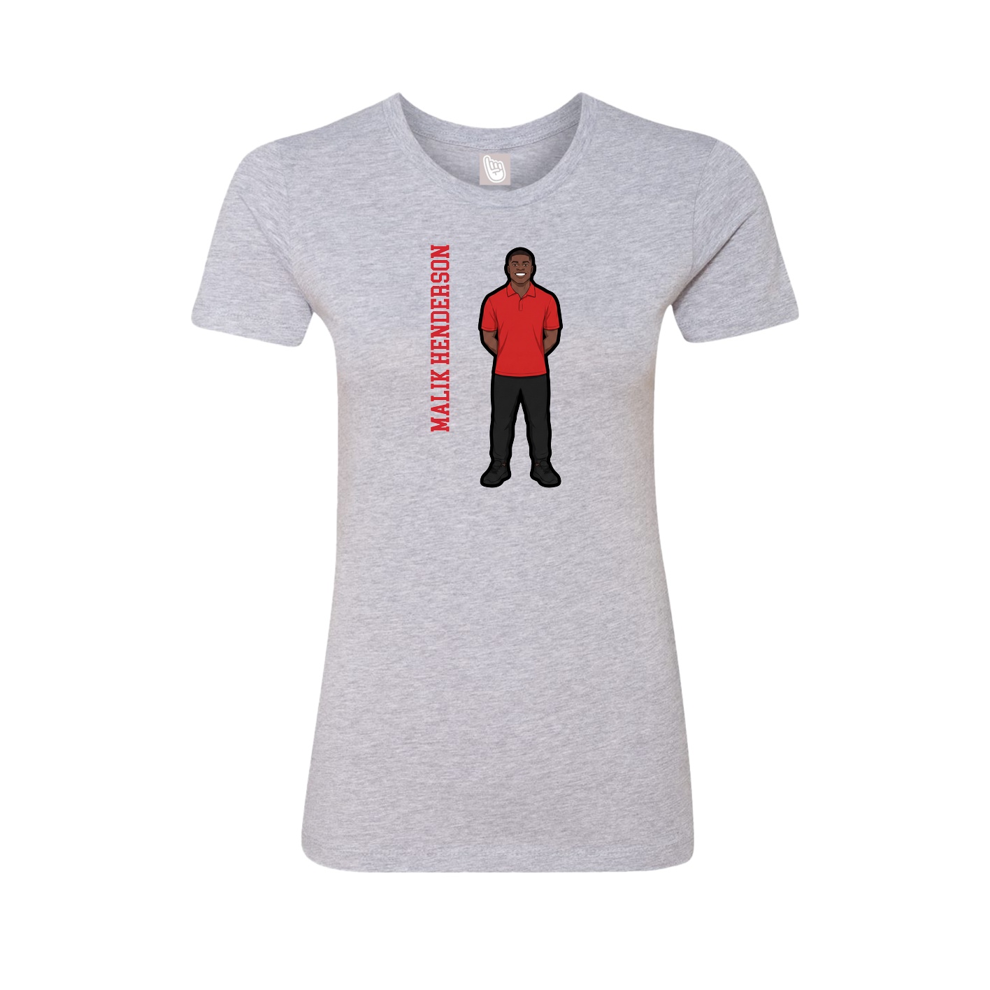 Fitted Women's Tee — Name Vertical in Grey