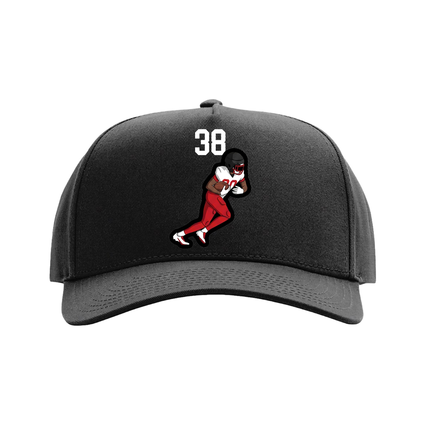 Full Fabric Five-Panel Champ Cap — Number Top in Black
