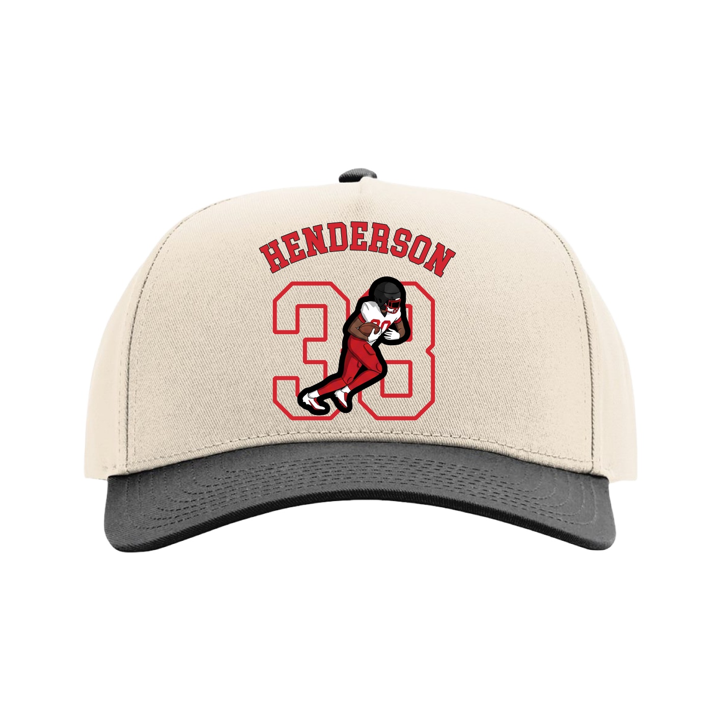 Full Fabric Five-Panel Champ Cap — Shirsey Arch in Cream/Black