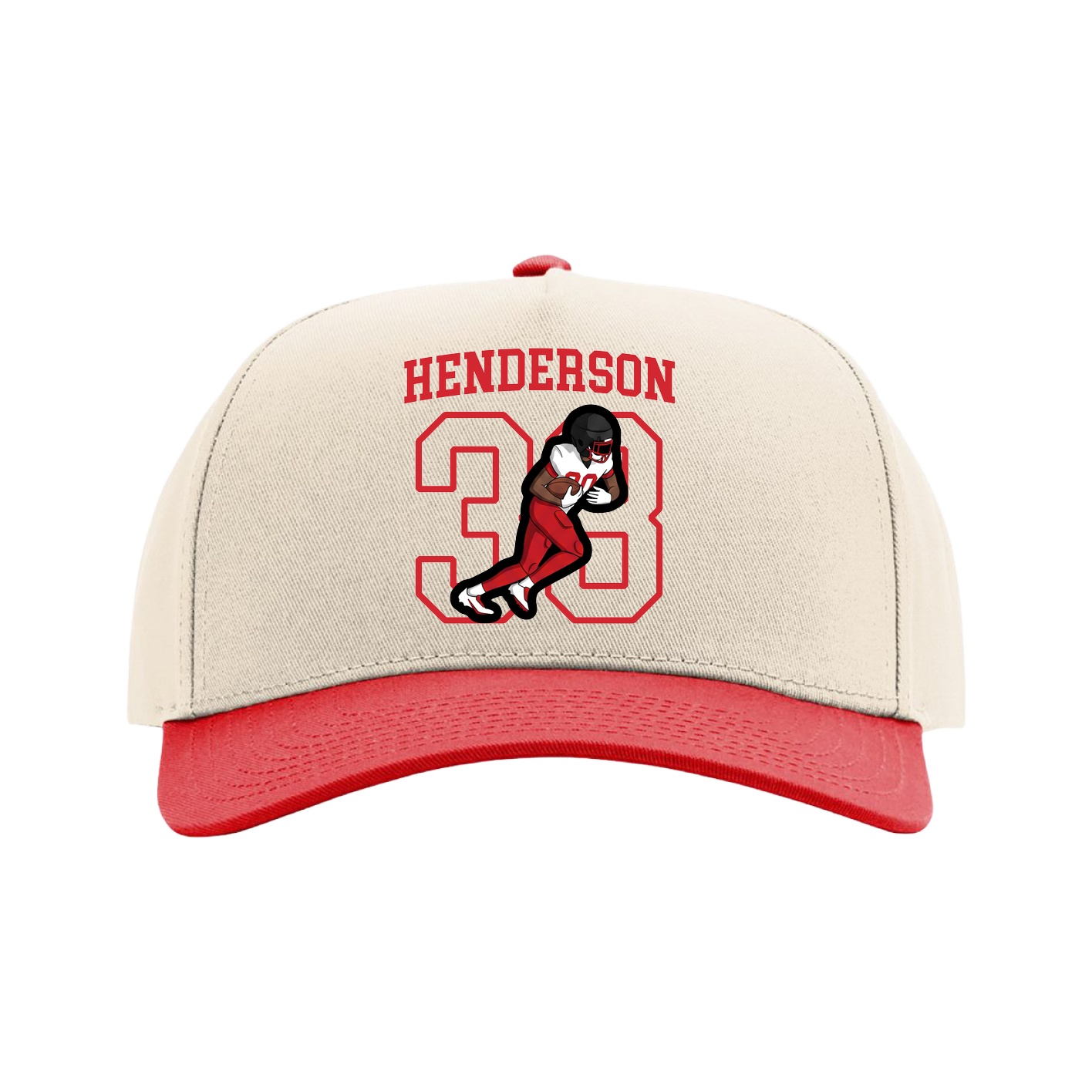 Full Fabric Five-Panel Champ Cap — Shirsey in Cream/Red