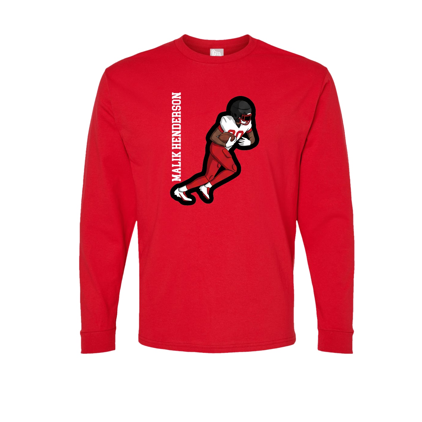 Long Sleeve Tee — Name Vertical in Red