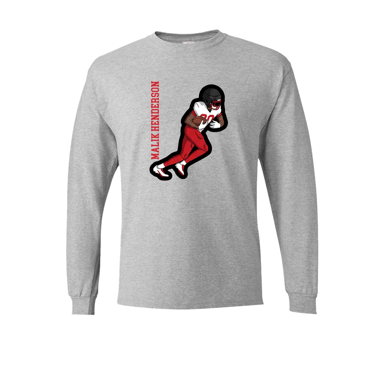 Long Sleeve Tee — Name Vertical in Grey
