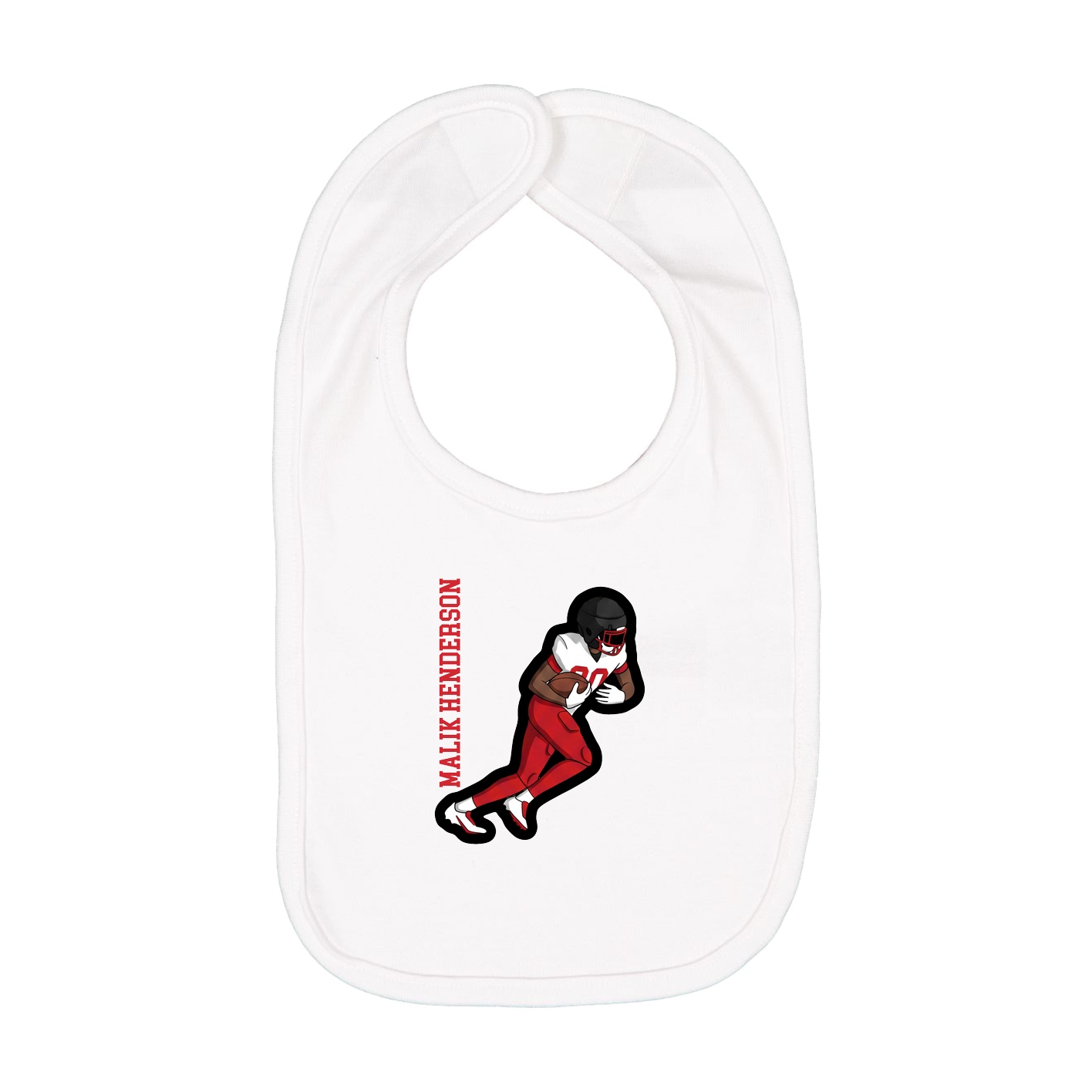 Infant Bib — Name Vertical in White