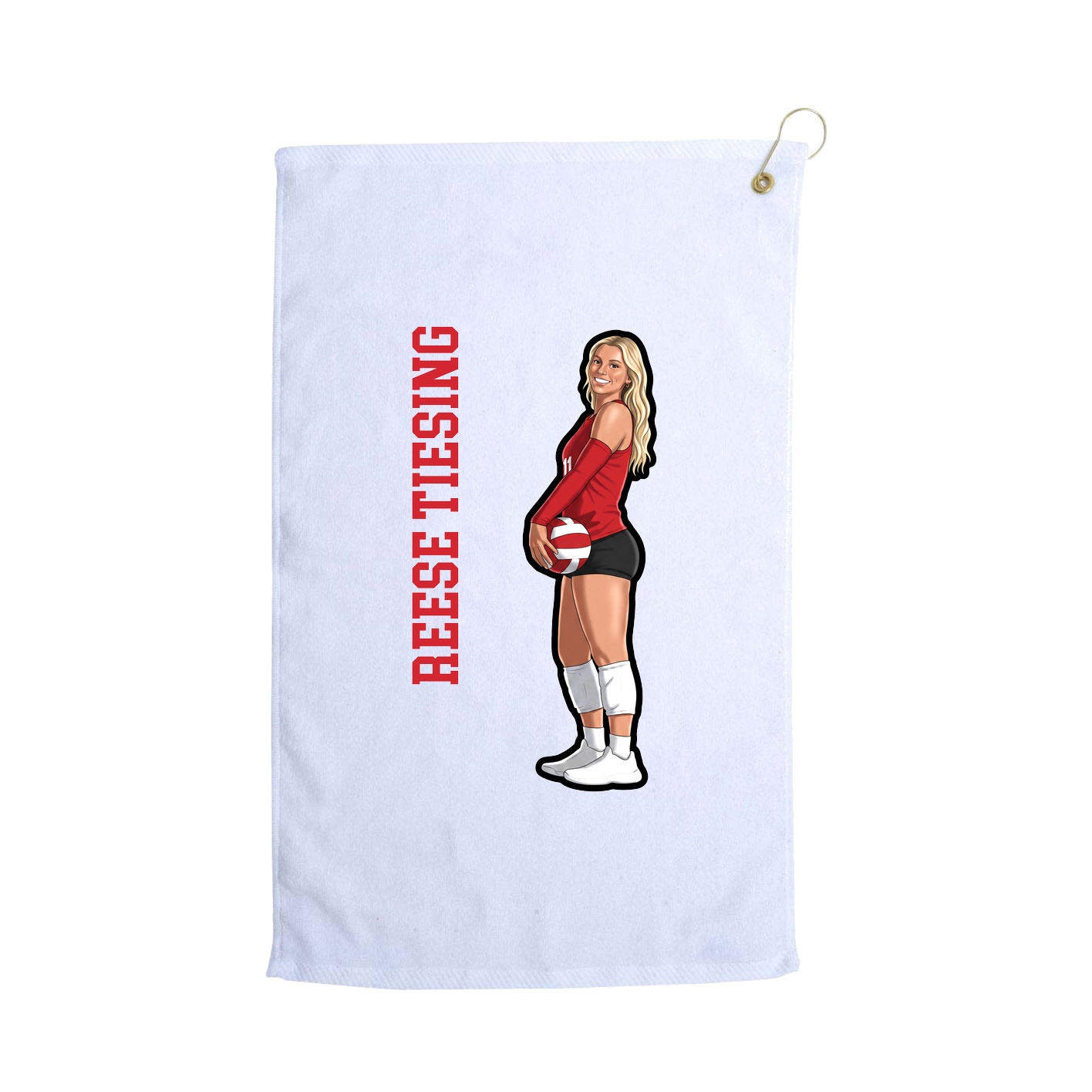 Golf Towel — Name Vertical in White