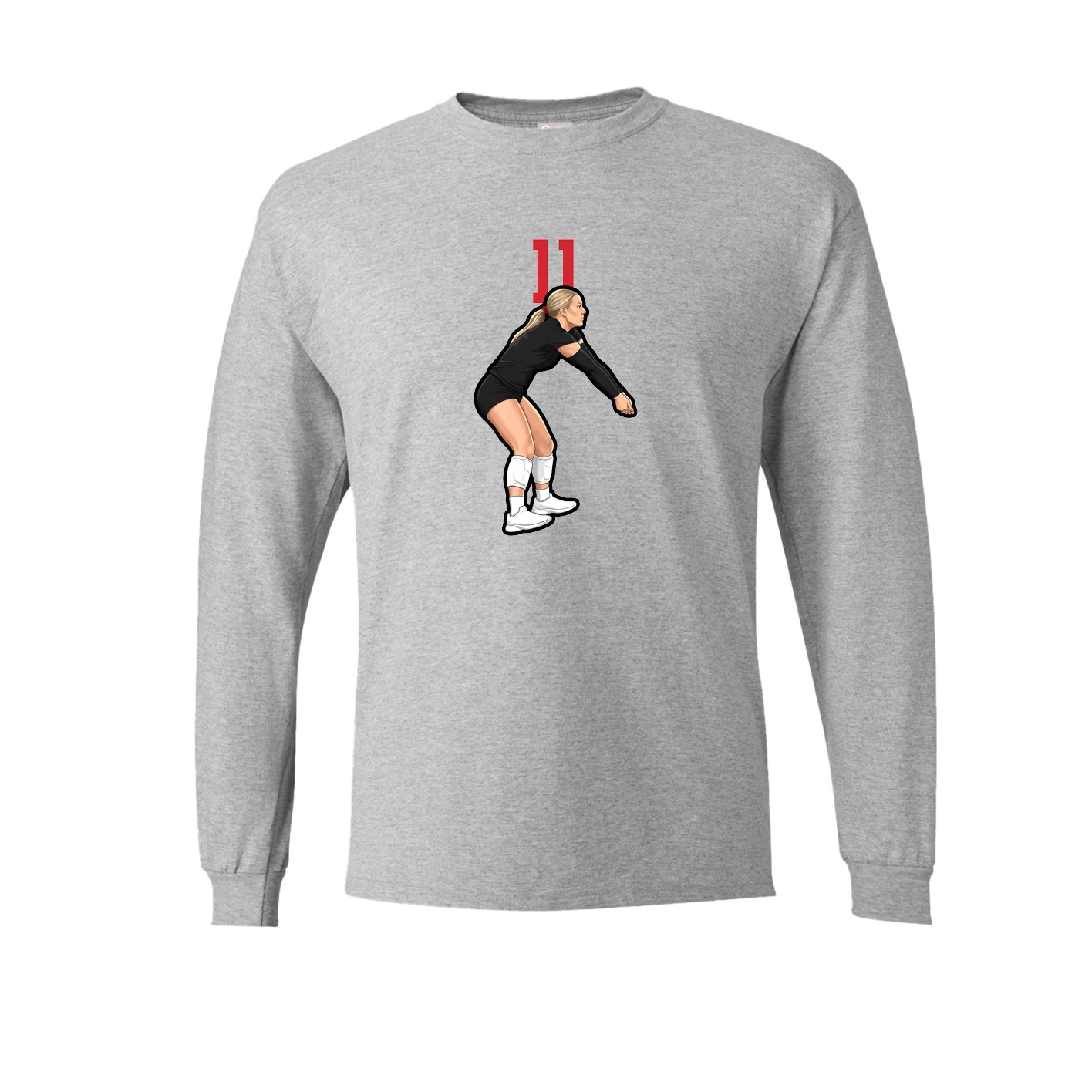 Long Sleeve Tee — Number Top in Grey
