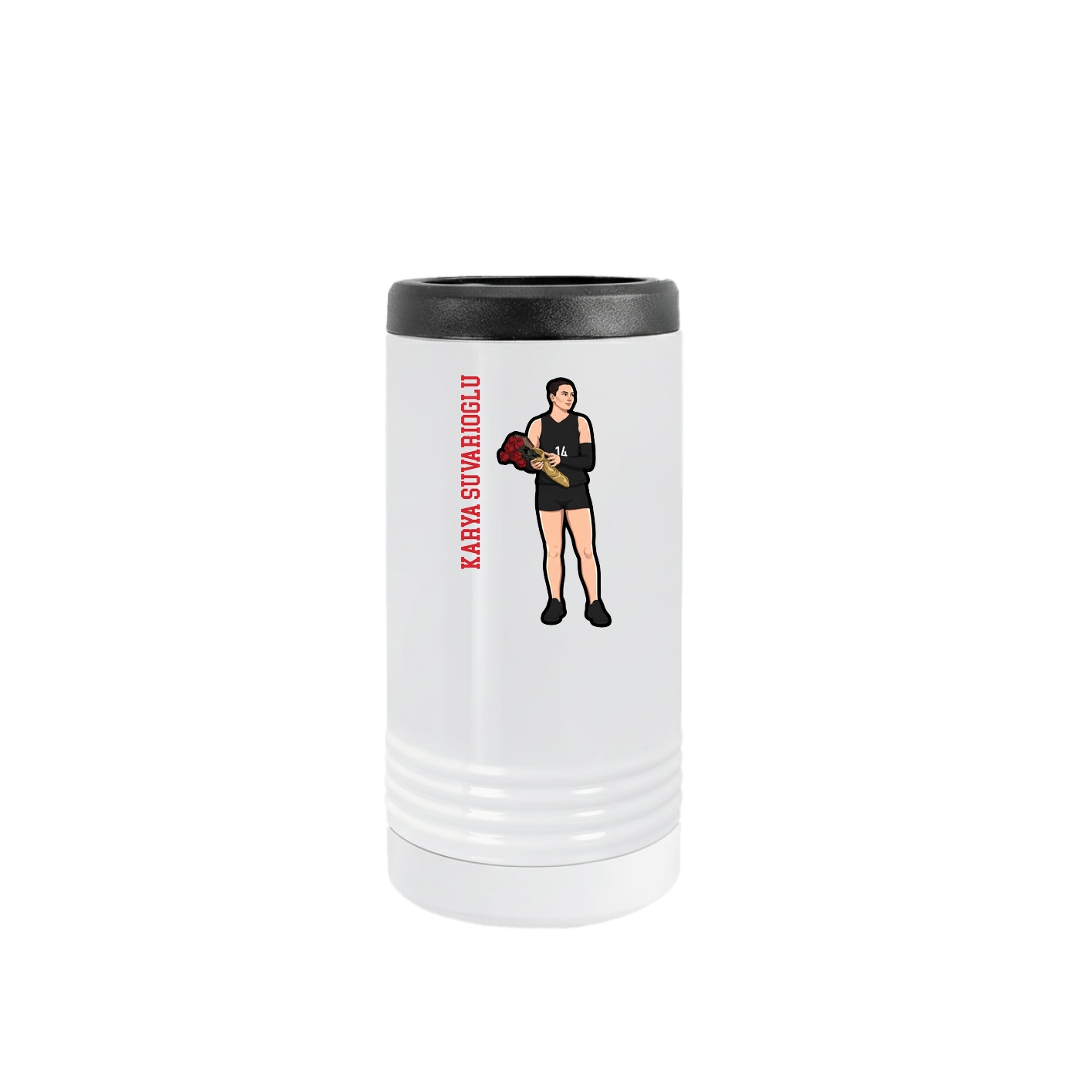 Slim Beverage Holder — Name Vertical in White