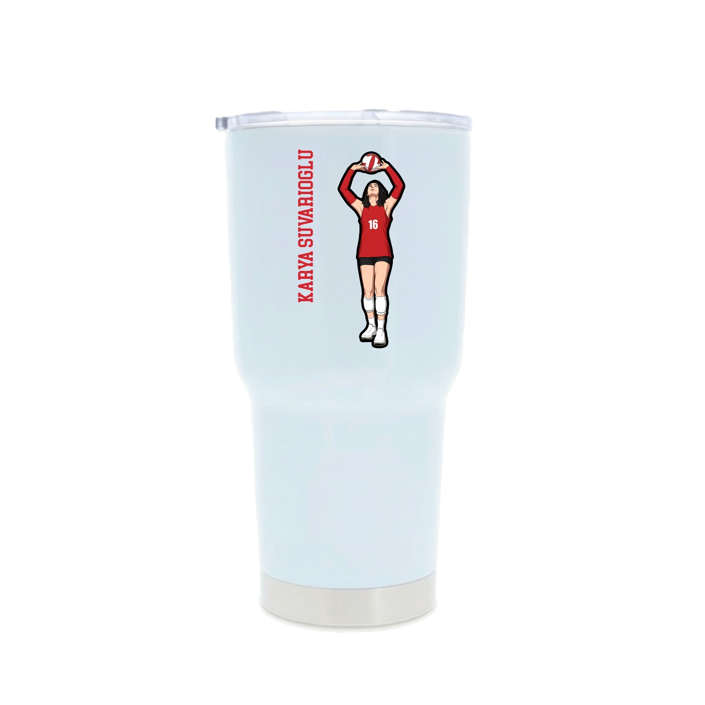 30oz Stainless Steel Tumbler — Name Vertical in White