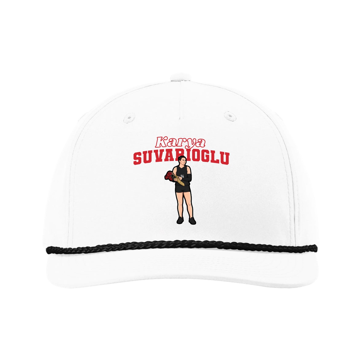 Five-Panel Classic Rope Cap — Name Arch in White