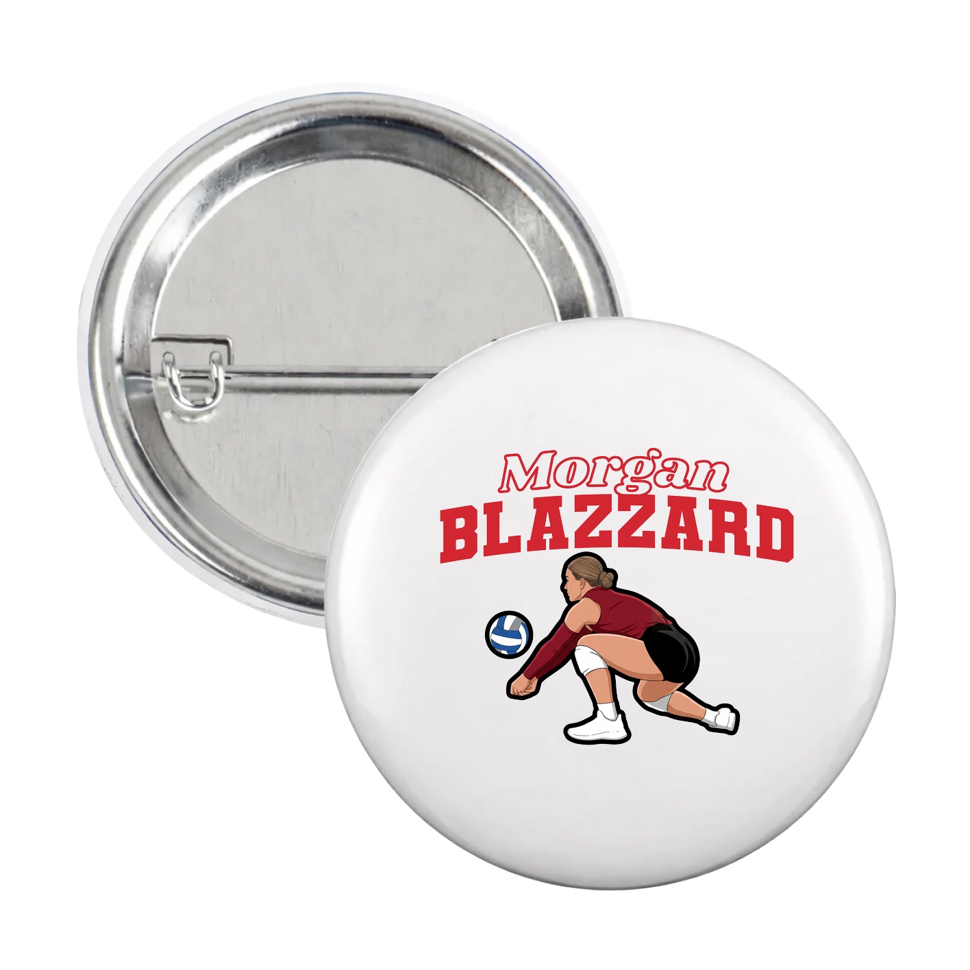 Game Day Button — Name Arch in White