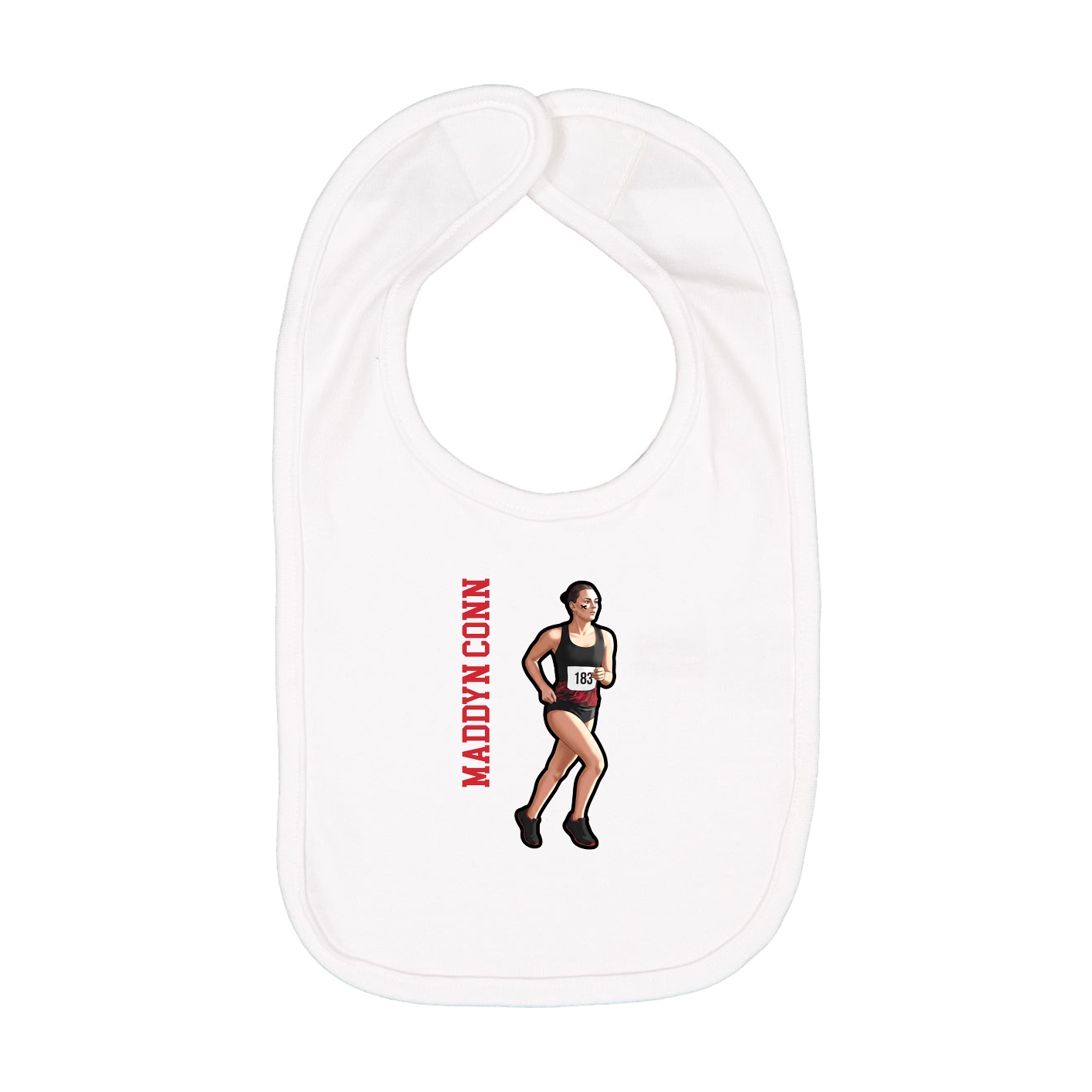 Infant Bib — Name Vertical in White