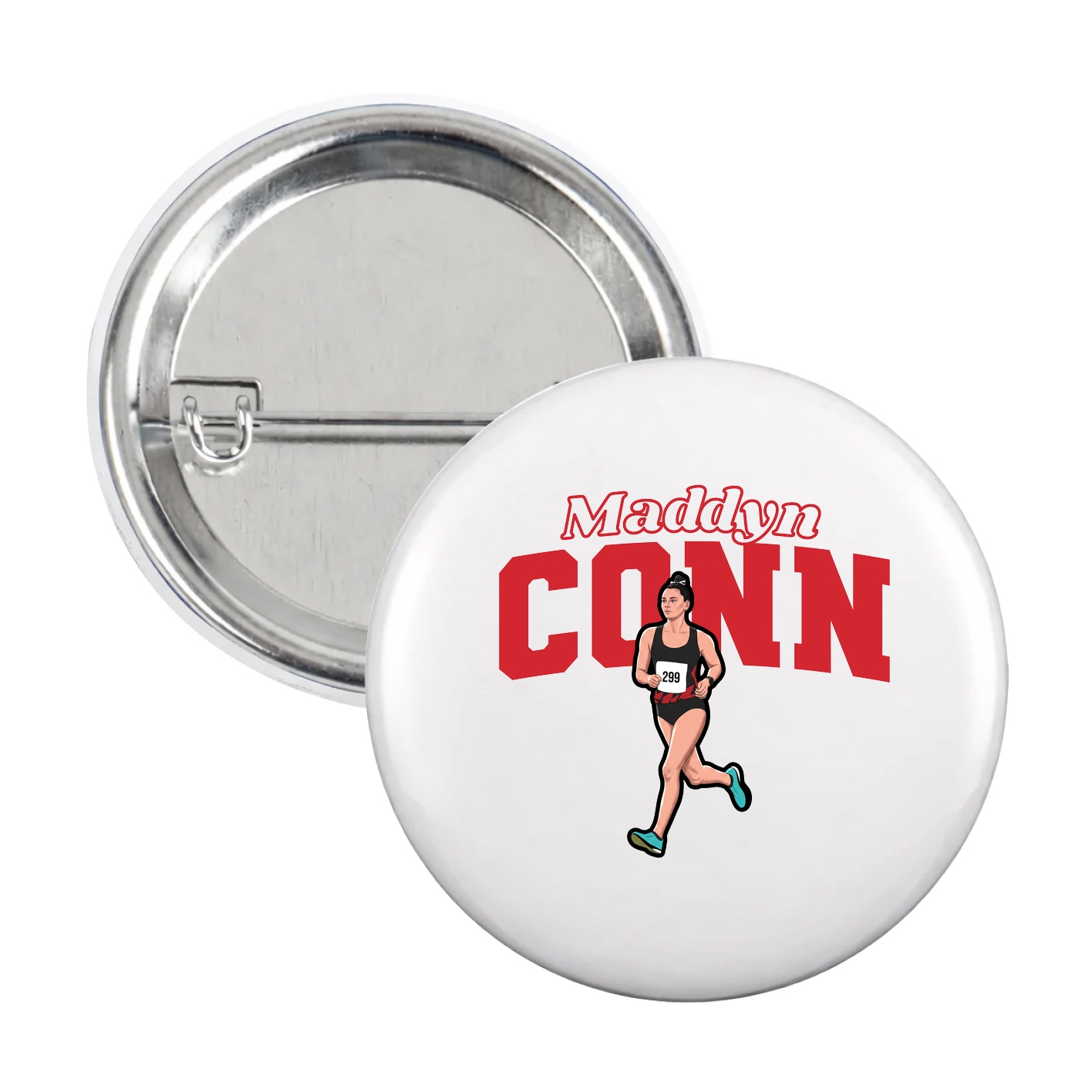 Game Day Button — Name Arch in White