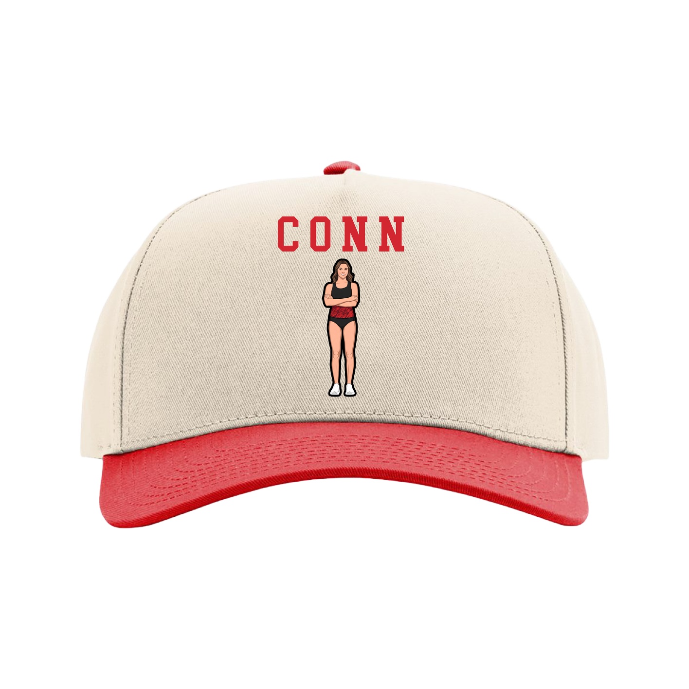 Full Fabric Five-Panel Champ Cap — Shirsey in Cream/Red