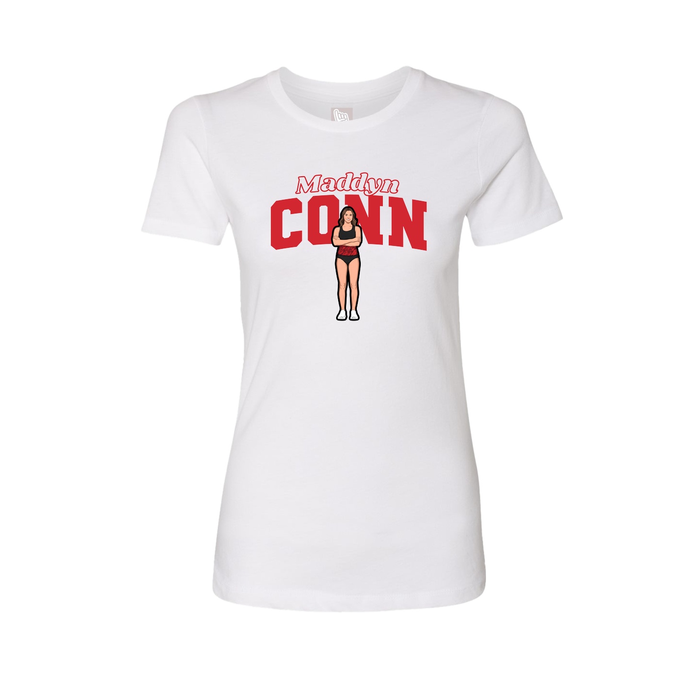 Womens Tee — Name Arch in White
