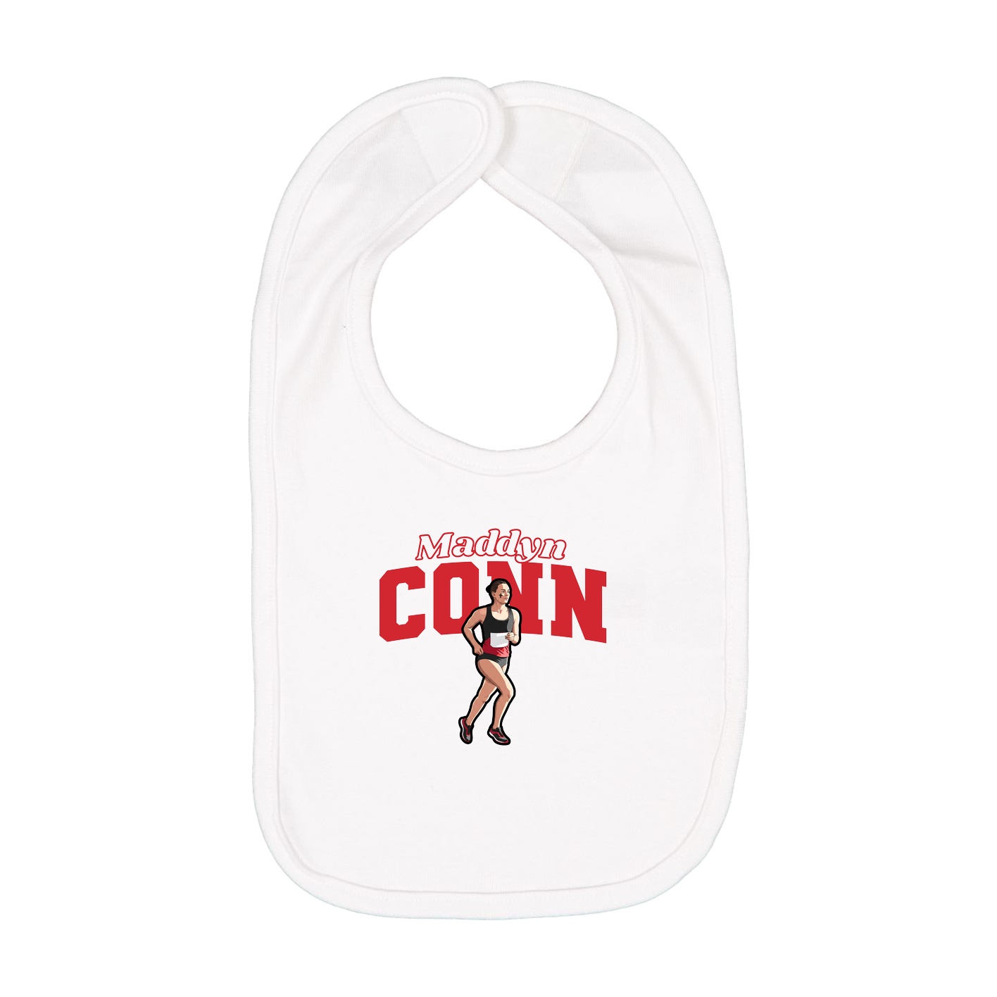 Infant Bib — Name Arch in White