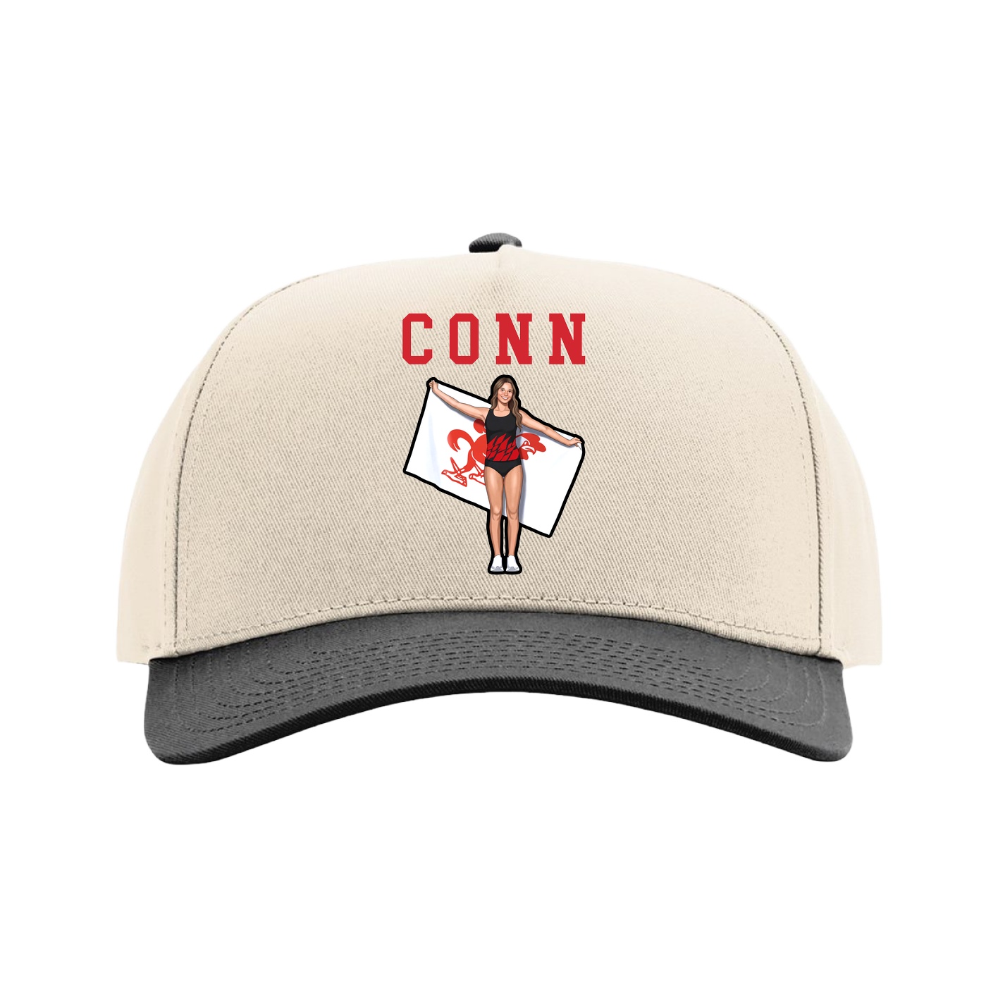 Full Fabric Five-Panel Champ Cap — Shirsey in Cream/Black