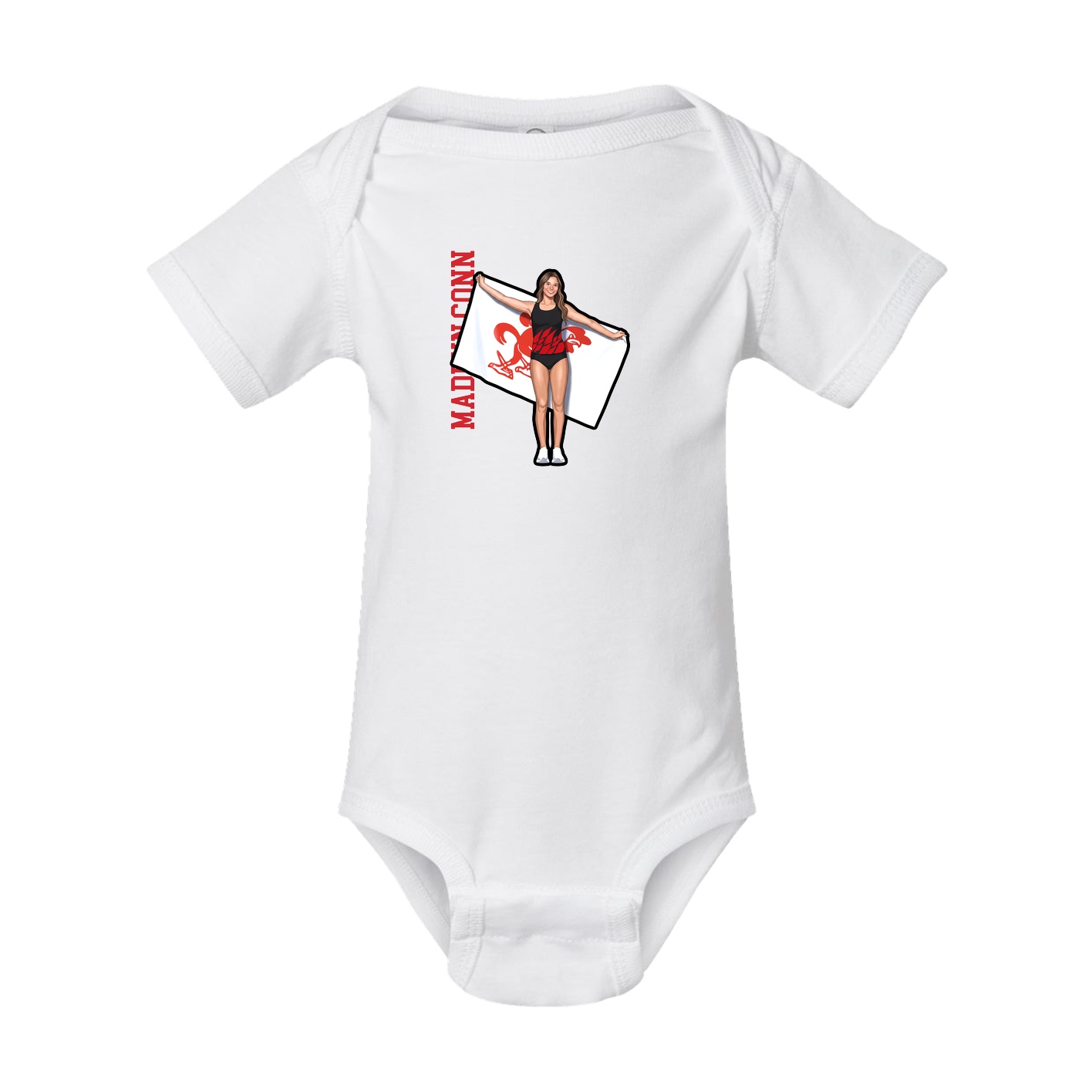 Baby Onesie — Name Vertical in White