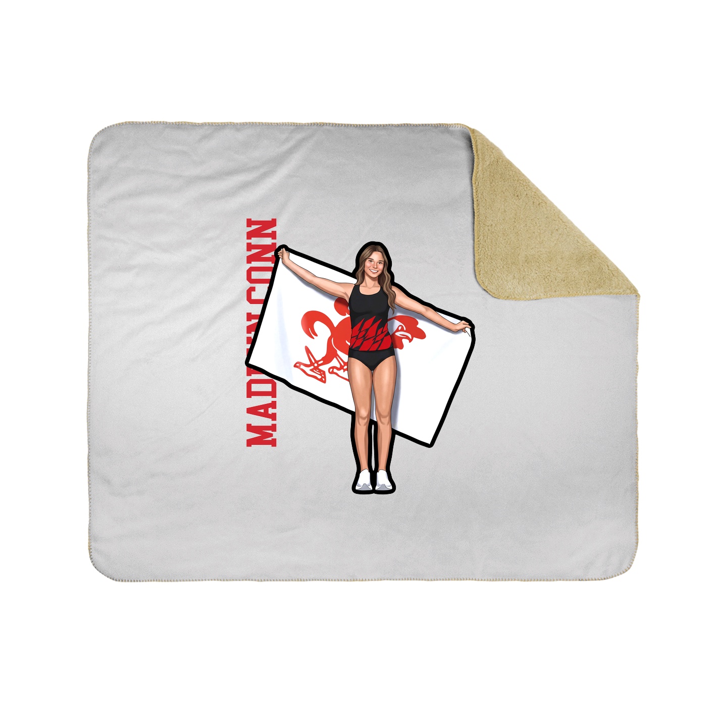 Throw Blanket — Name Vertical in White