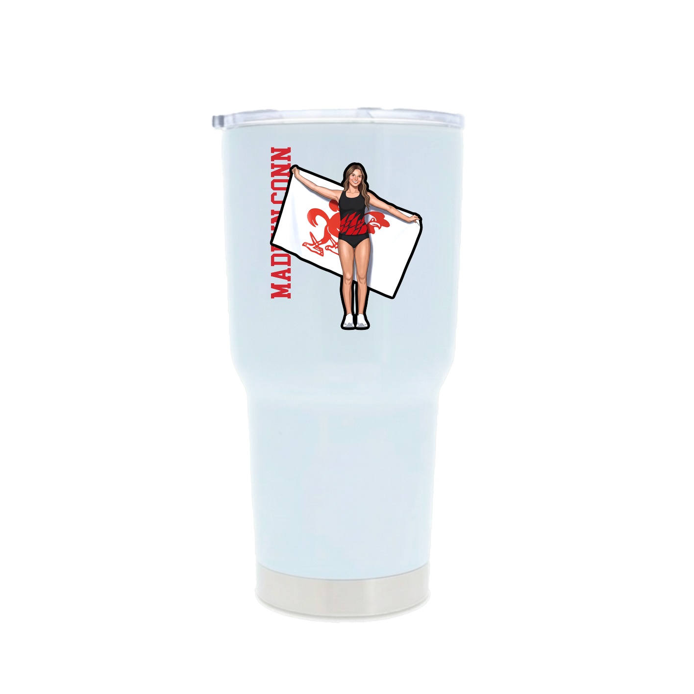 30oz Stainless Steel Tumbler — Name Vertical in White