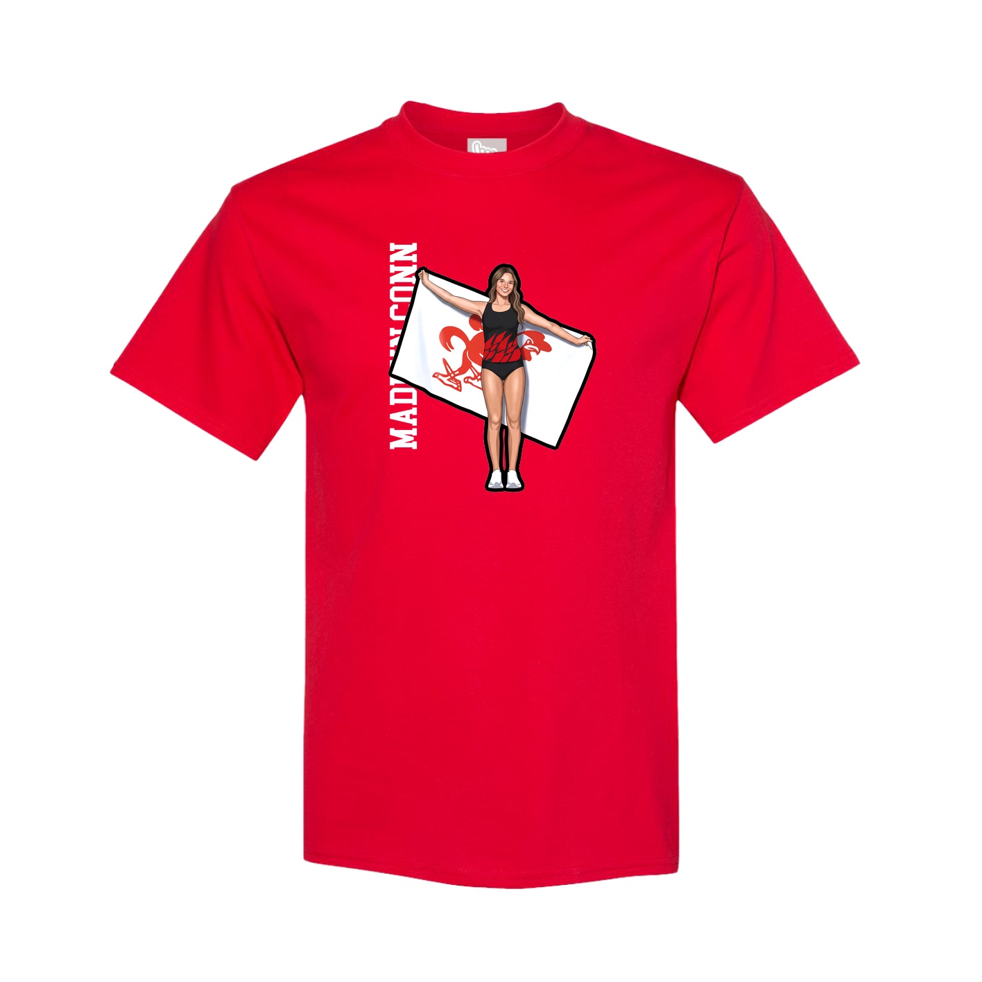 Tee — Name Vertical in Red