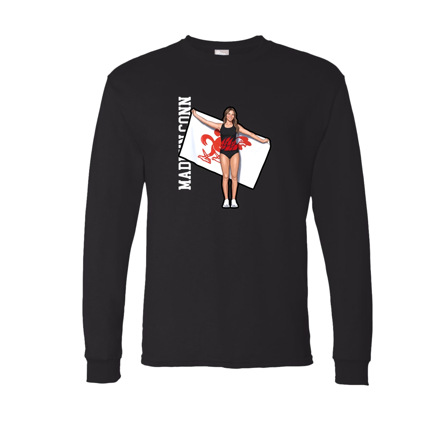 Long Sleeve Tee — Name Vertical in Black