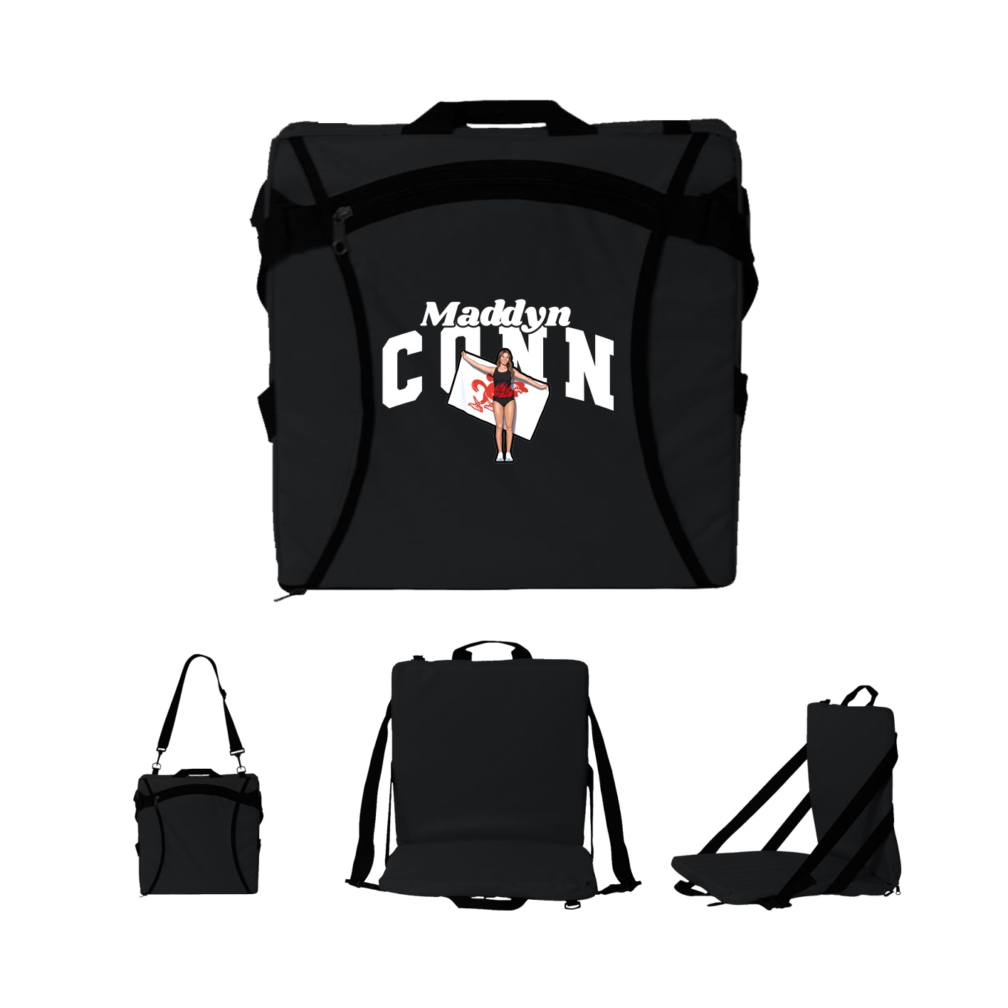 Folding Stadium Seat — Signature Arch in Black