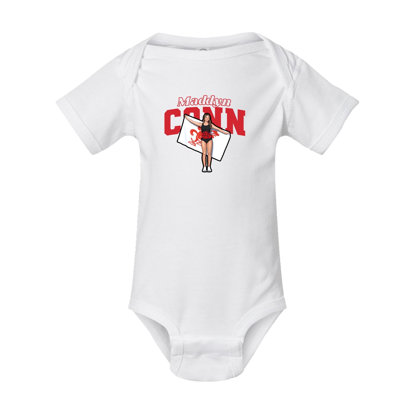 Baby Onesie — Name Arch in White
