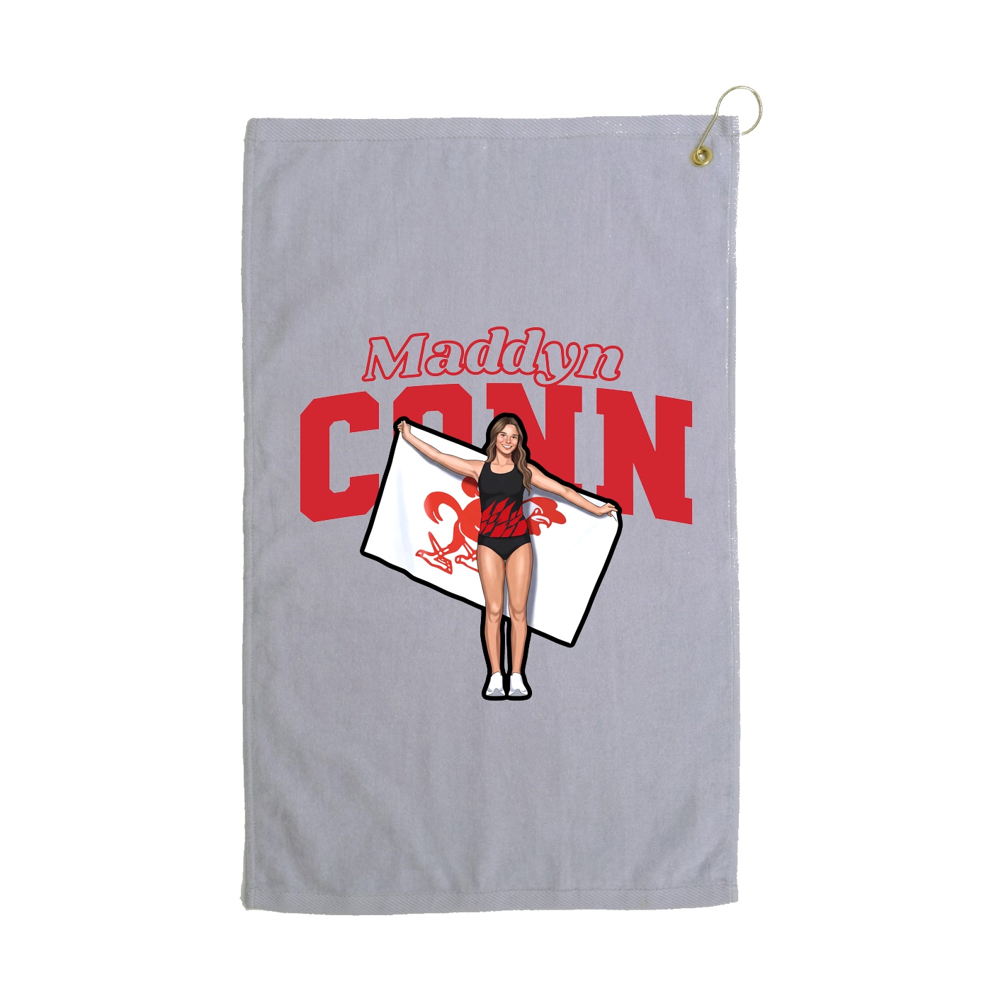 Golf Towel — Name Arch in Grey