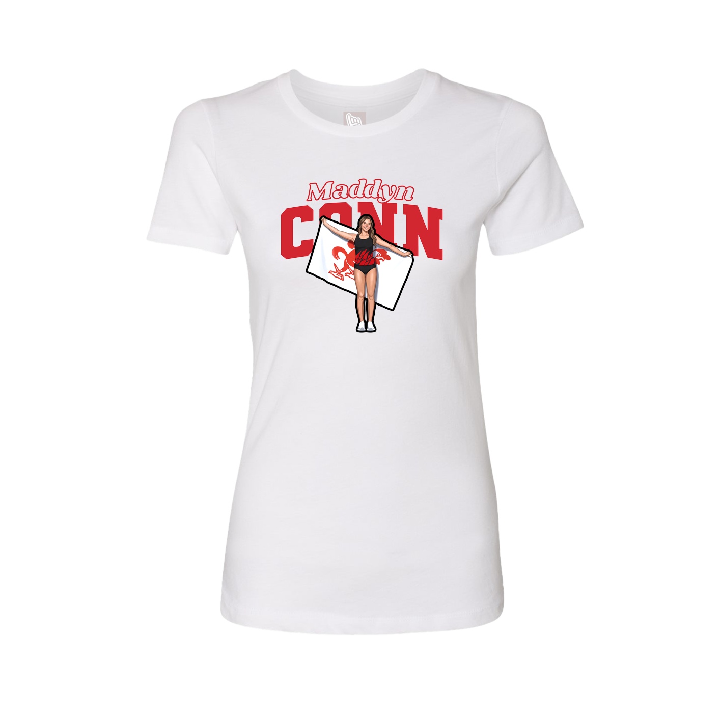 Womens Tee — Name Arch in White