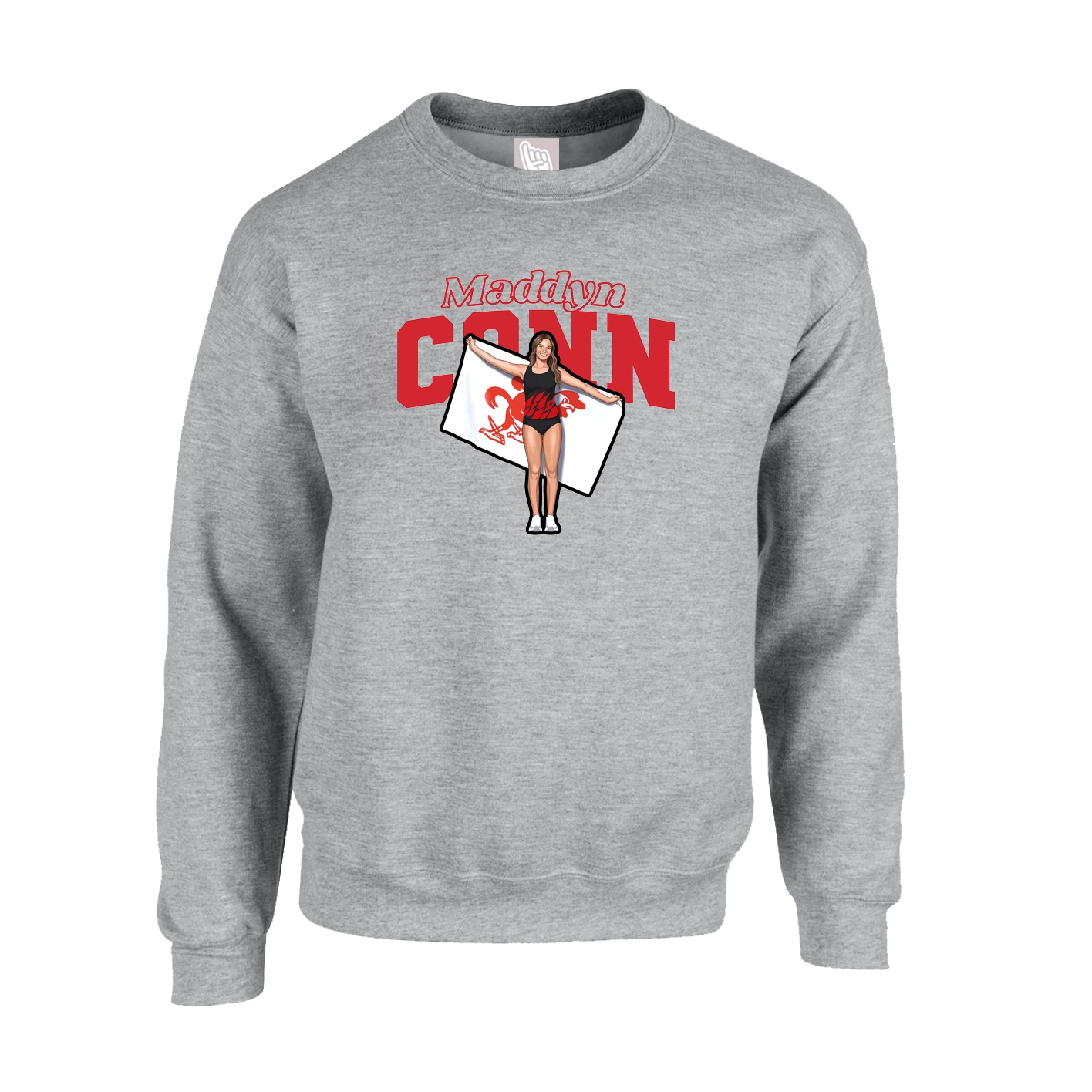 Fleece Crew — Name Arch in Grey